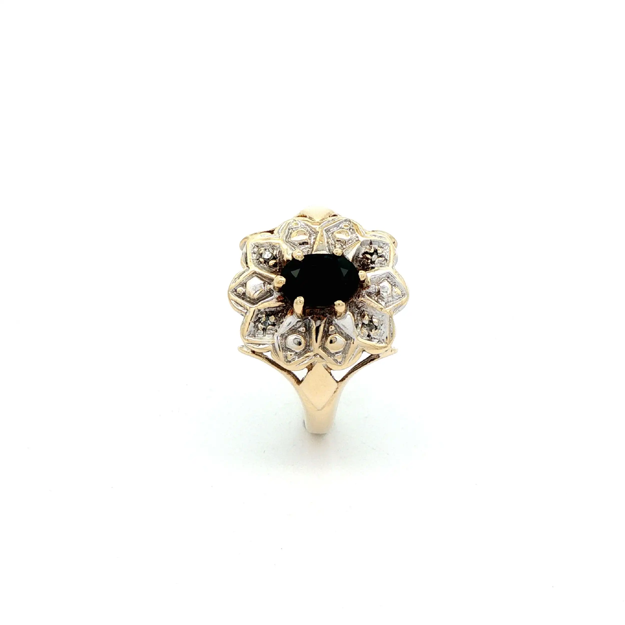Ring Bicolor mit Saphir und Diamanten