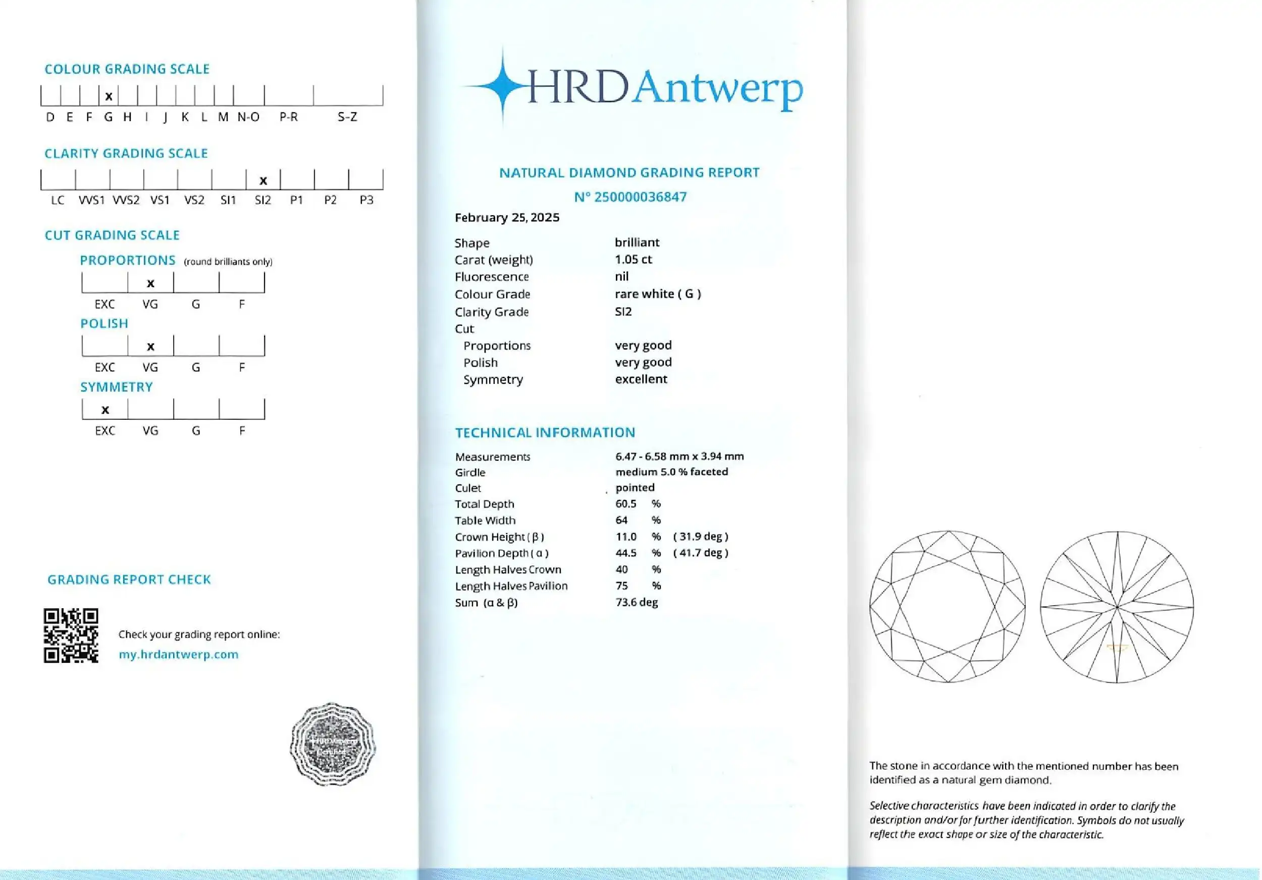 Loser Diamant 1,05ct. G/SI2 HRD Antwerp Expertise Loser Diamant 1,05ct. G/SI2 HRD Antwerp Expertise