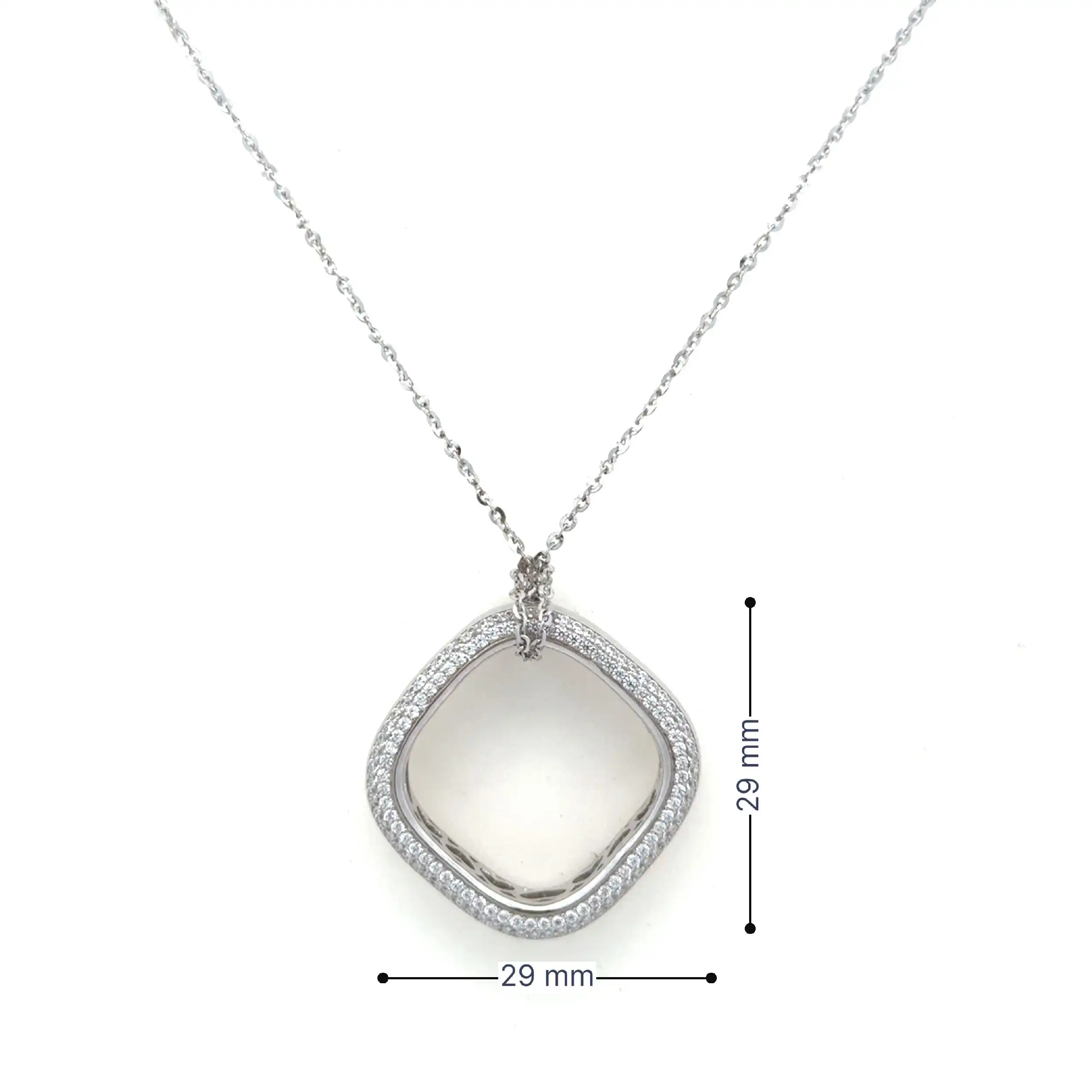 Collier Silber mit eckigem Anhänger mit 248 Zirkonia Collier Silber mit eckigem Anhänger mit 248 Zirkonia