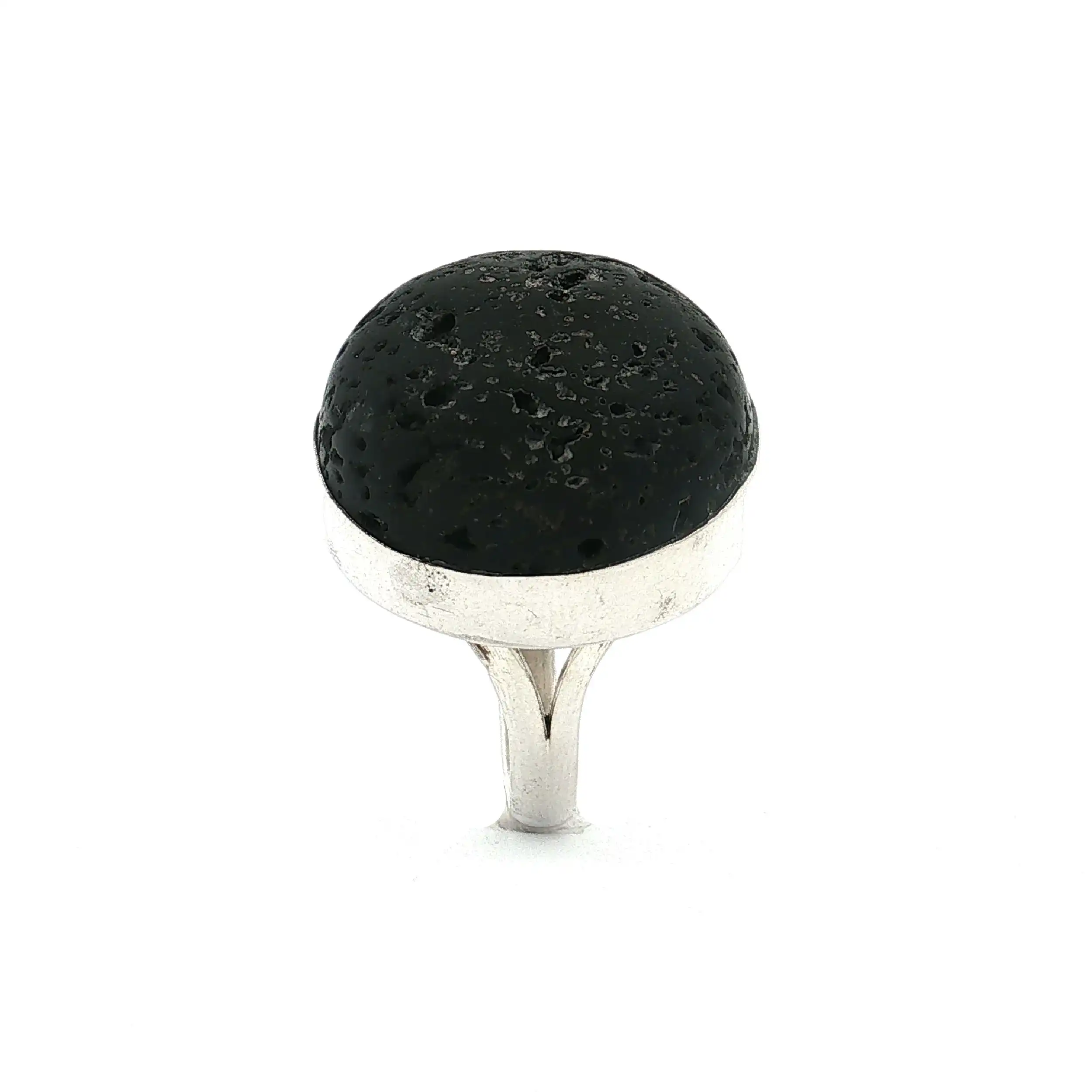 Ring Silber mit schwarzem Lava Stein