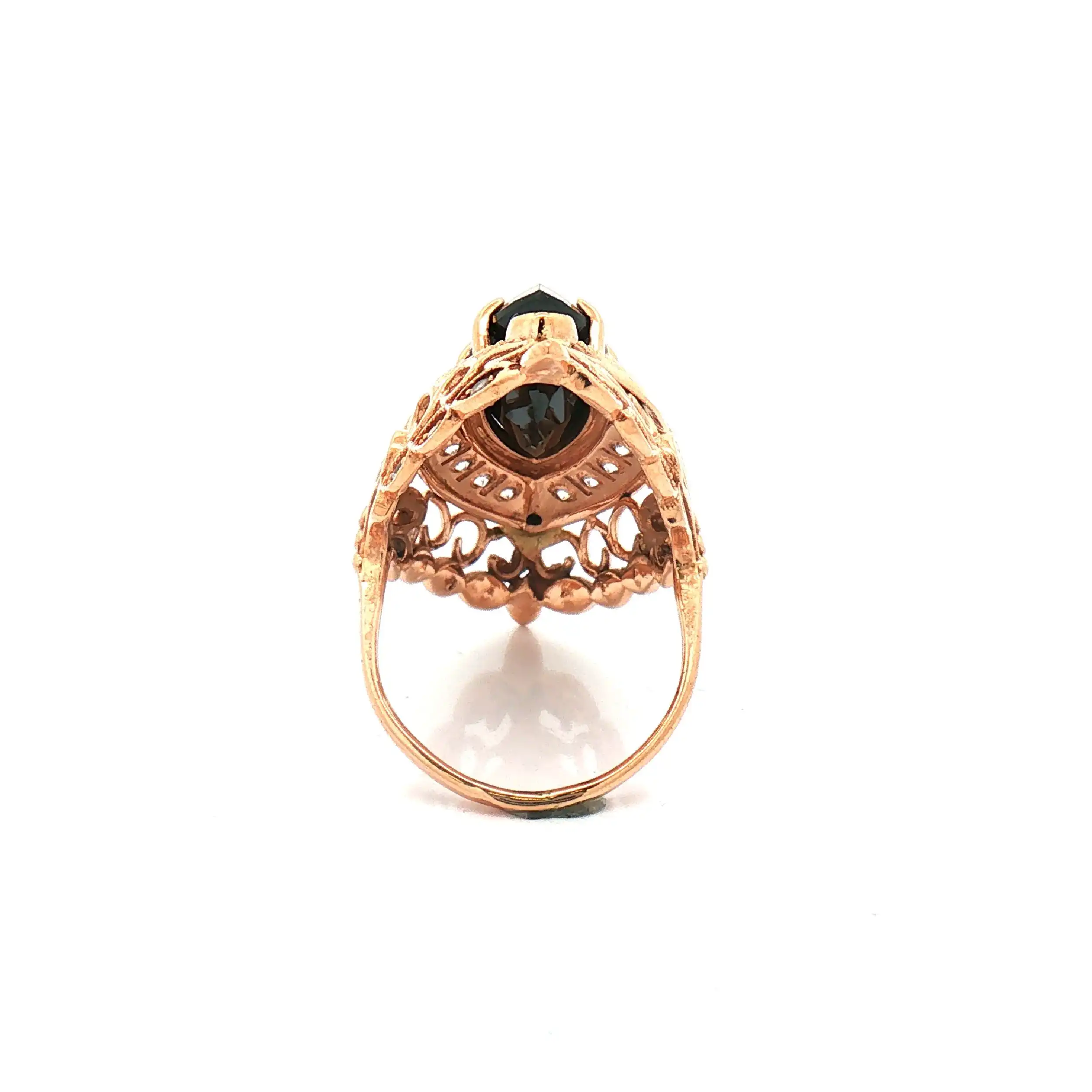 Ring Rotgold mit dunkelroten Farbstein und Zirkonia Ring Rotgold mit dunkelroten Farbstein und Zirkonia
