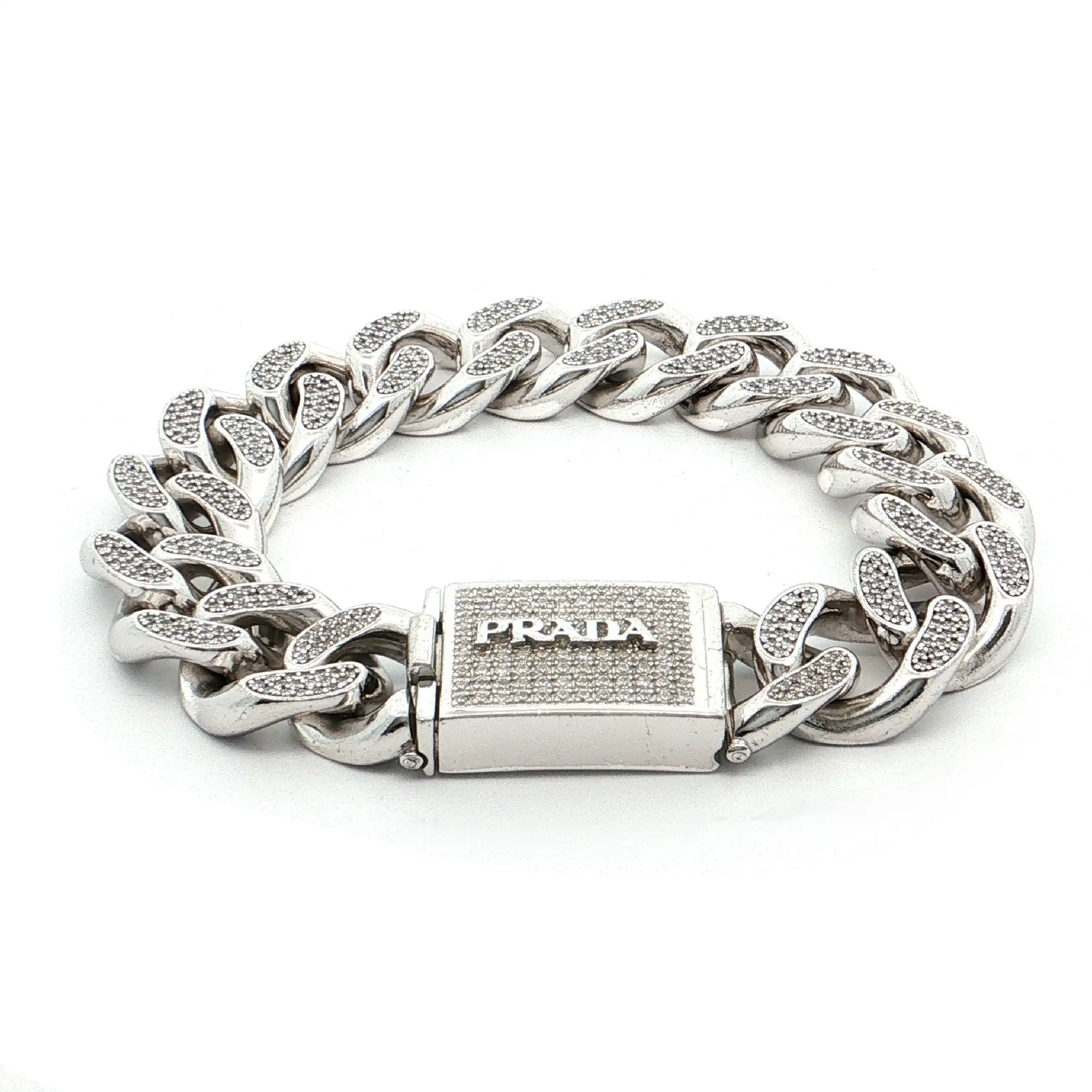Panzerarmband mit Zirkonia Iced Out "Prada" mit Box und Täschchen