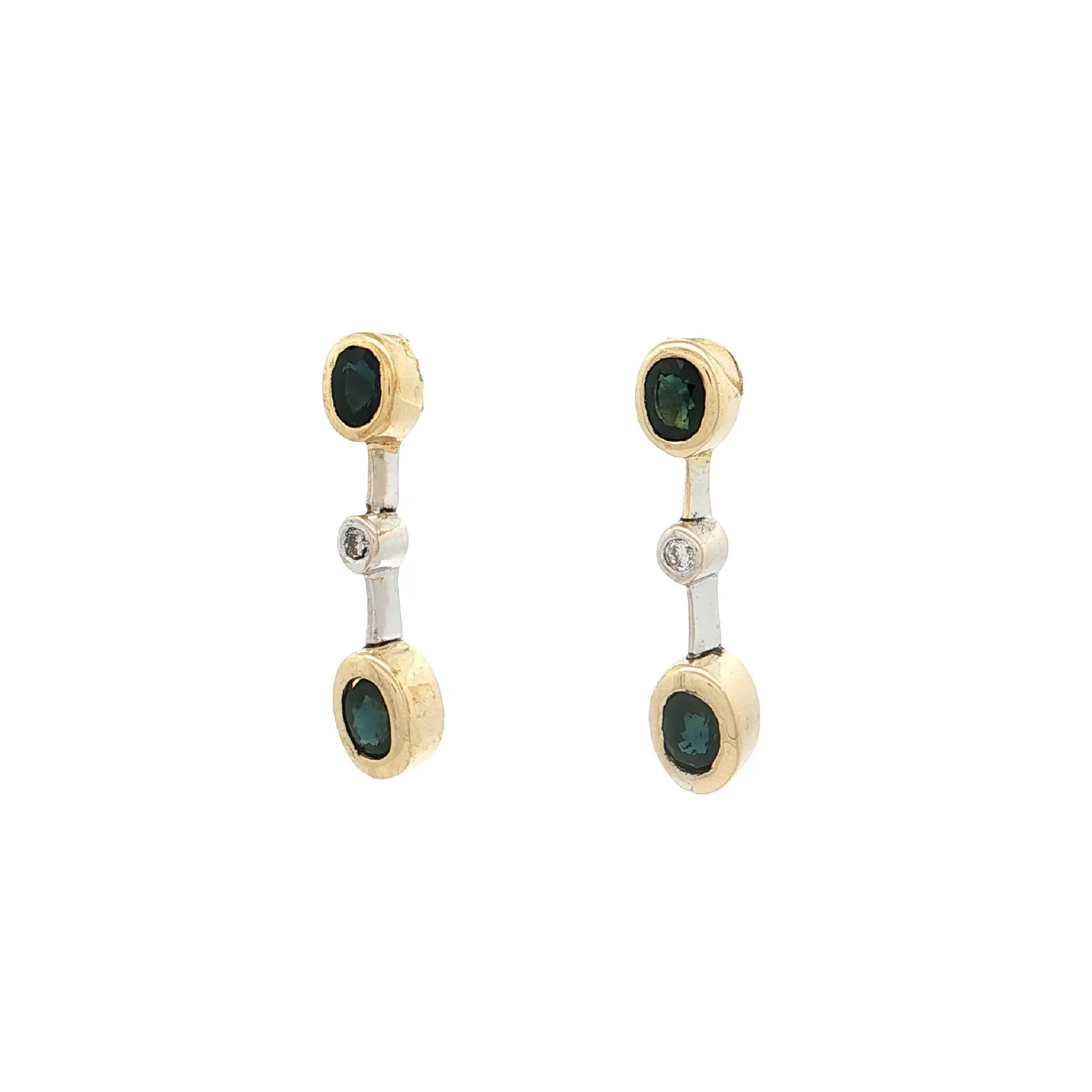 Ohrstecker Bicolor mit Saphiren und Brillanten