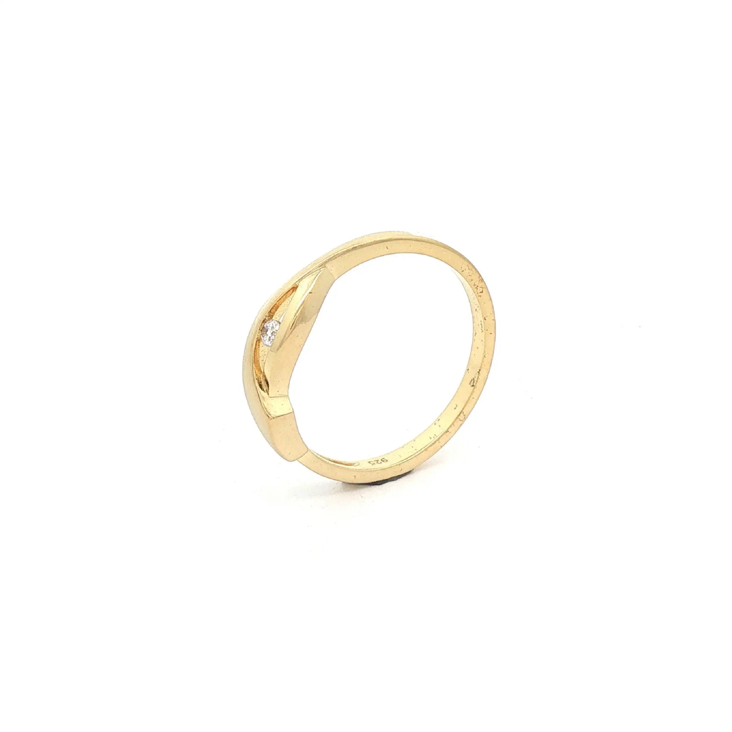 Ring Silber vergoldet teil mattiert mit Zirkonia