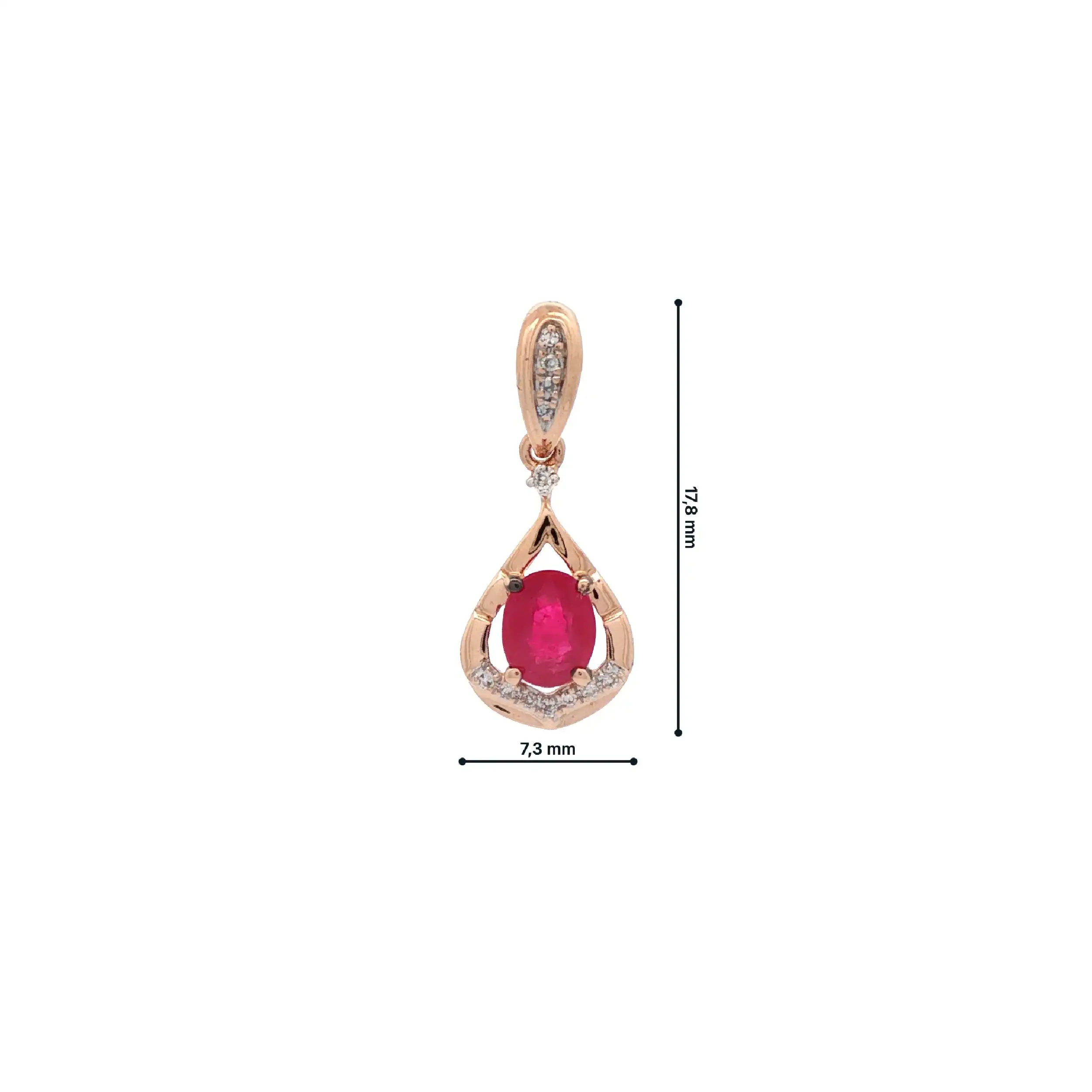 Anhänger Rotgold mit rotem Farbstein und Diamanten Anhänger Rotgold mit rotem Farbstein und Diamanten