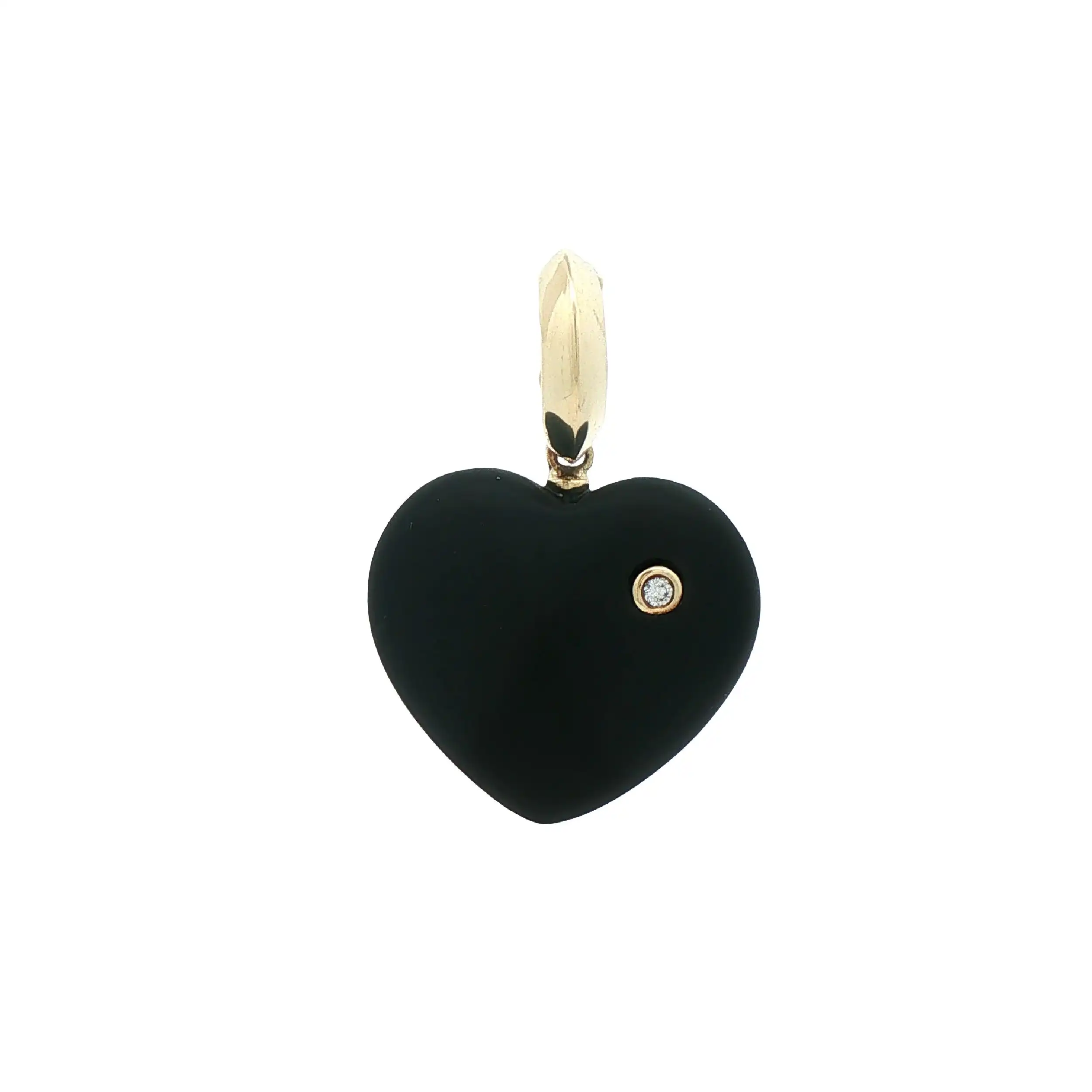 Anhänger Gelbgold Herz mit Onyx mit Brillant