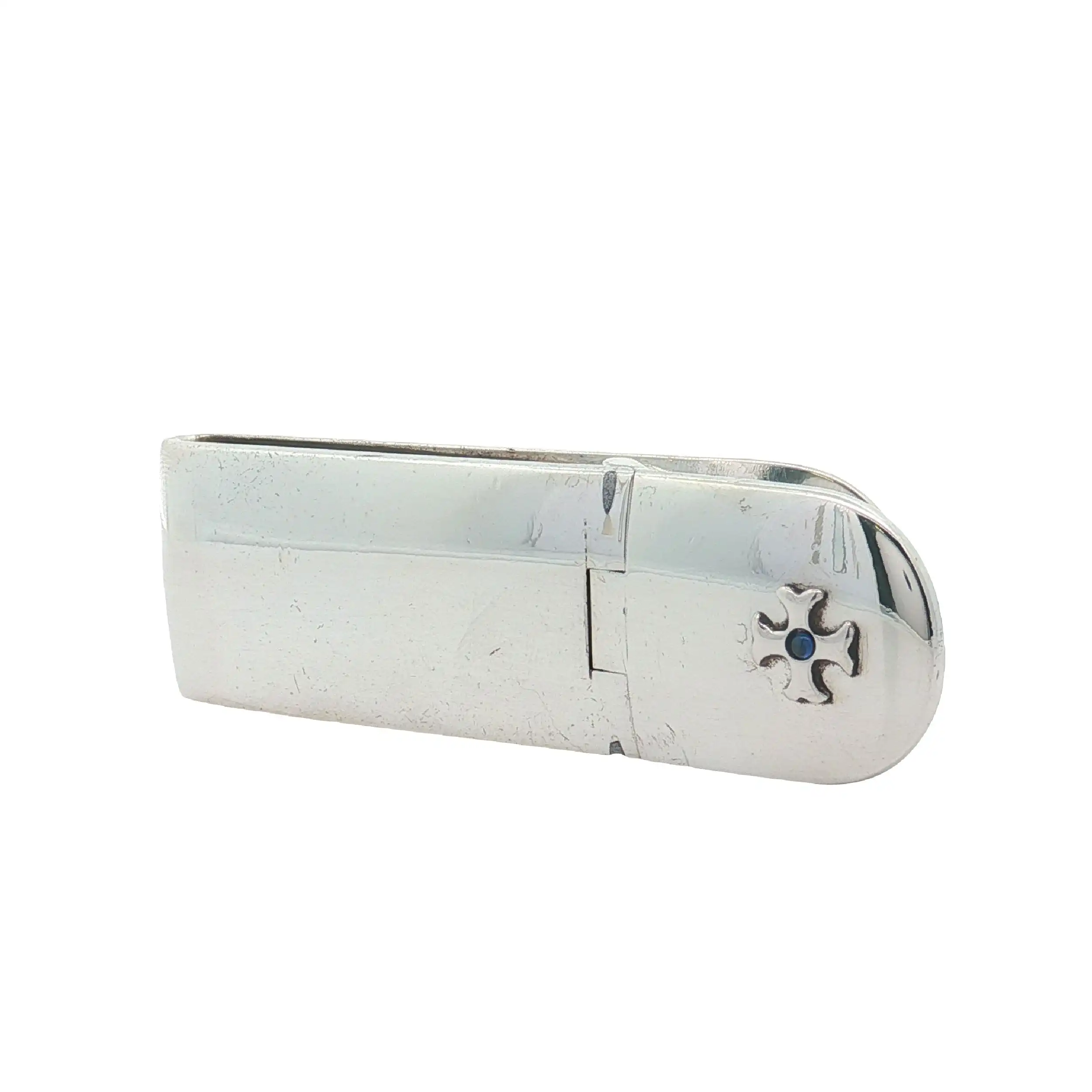 Geldklammer Silber "Sillem's" mit blauem Stein