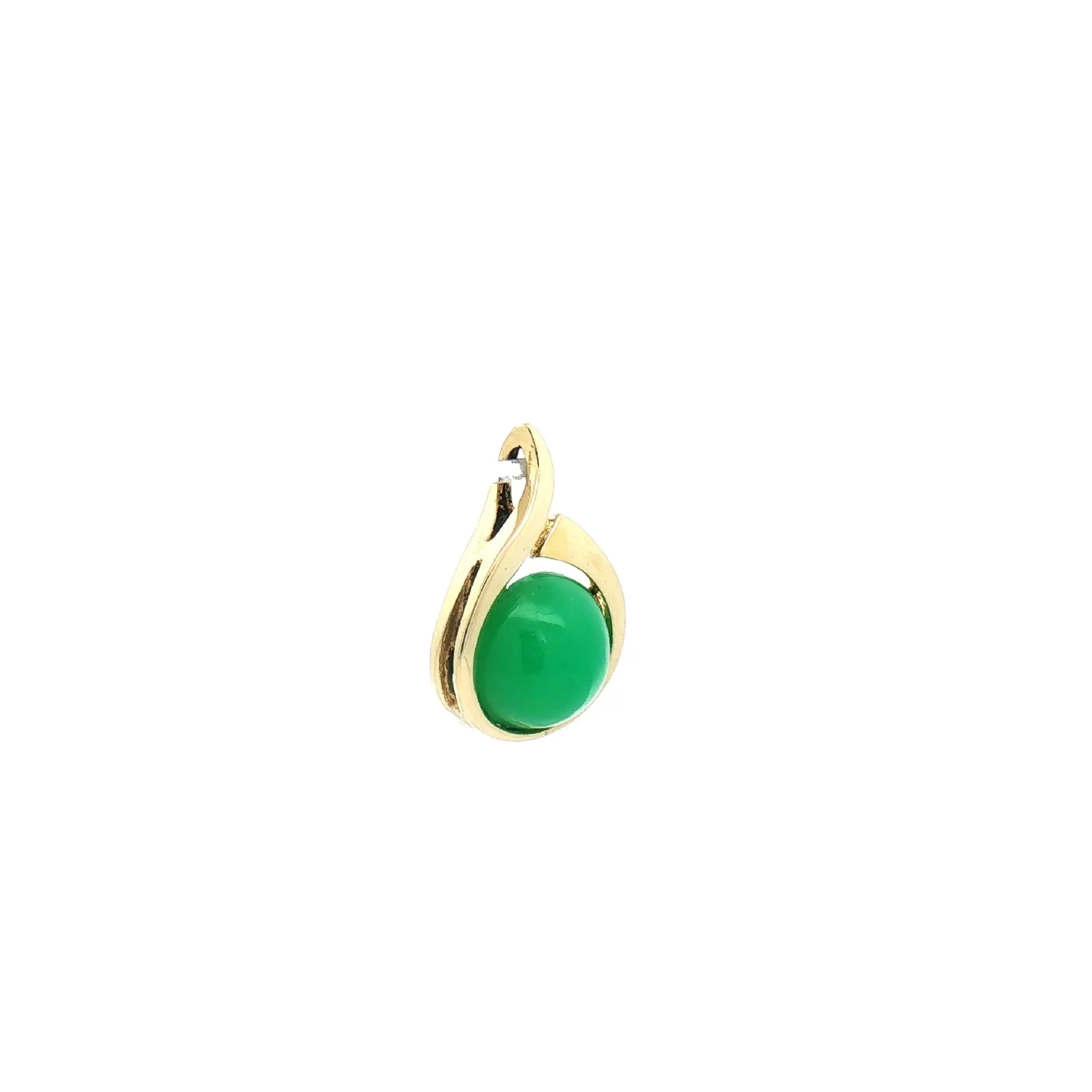 Anhänger Gelbgold mit grünen Farbstein Cabochon