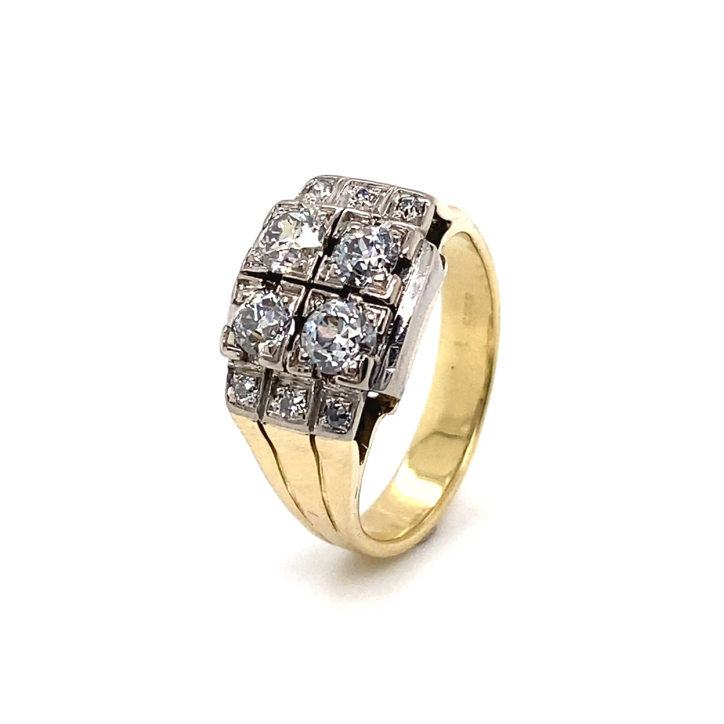 Ring Bicolor mit Diamanten im Altschliff Ring Bicolor mit Diamanten im Altschliff