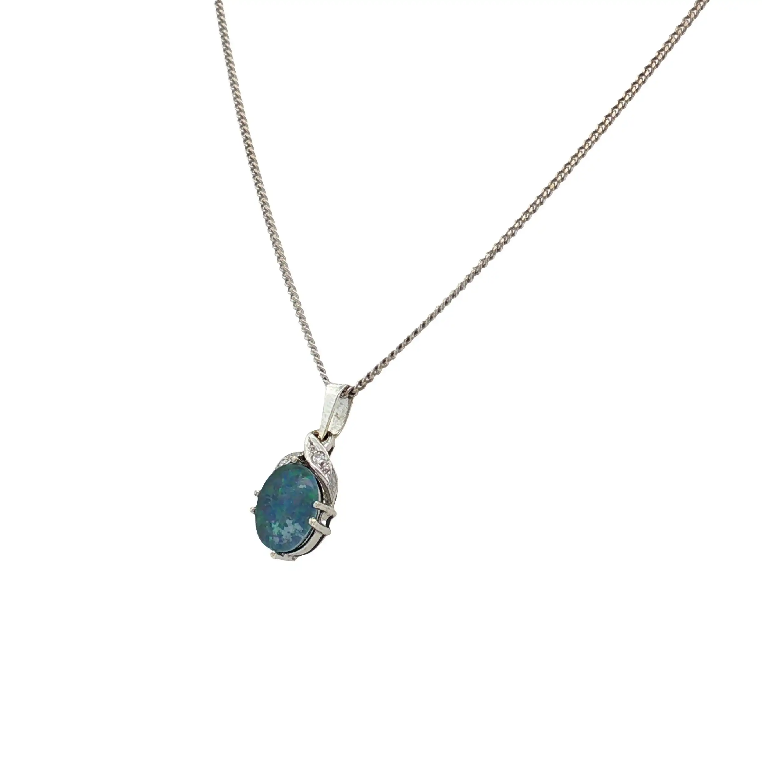 Kette Weißgold mit Anhänger Opal Doublette Kette Weißgold mit Anhänger Opal Doublette