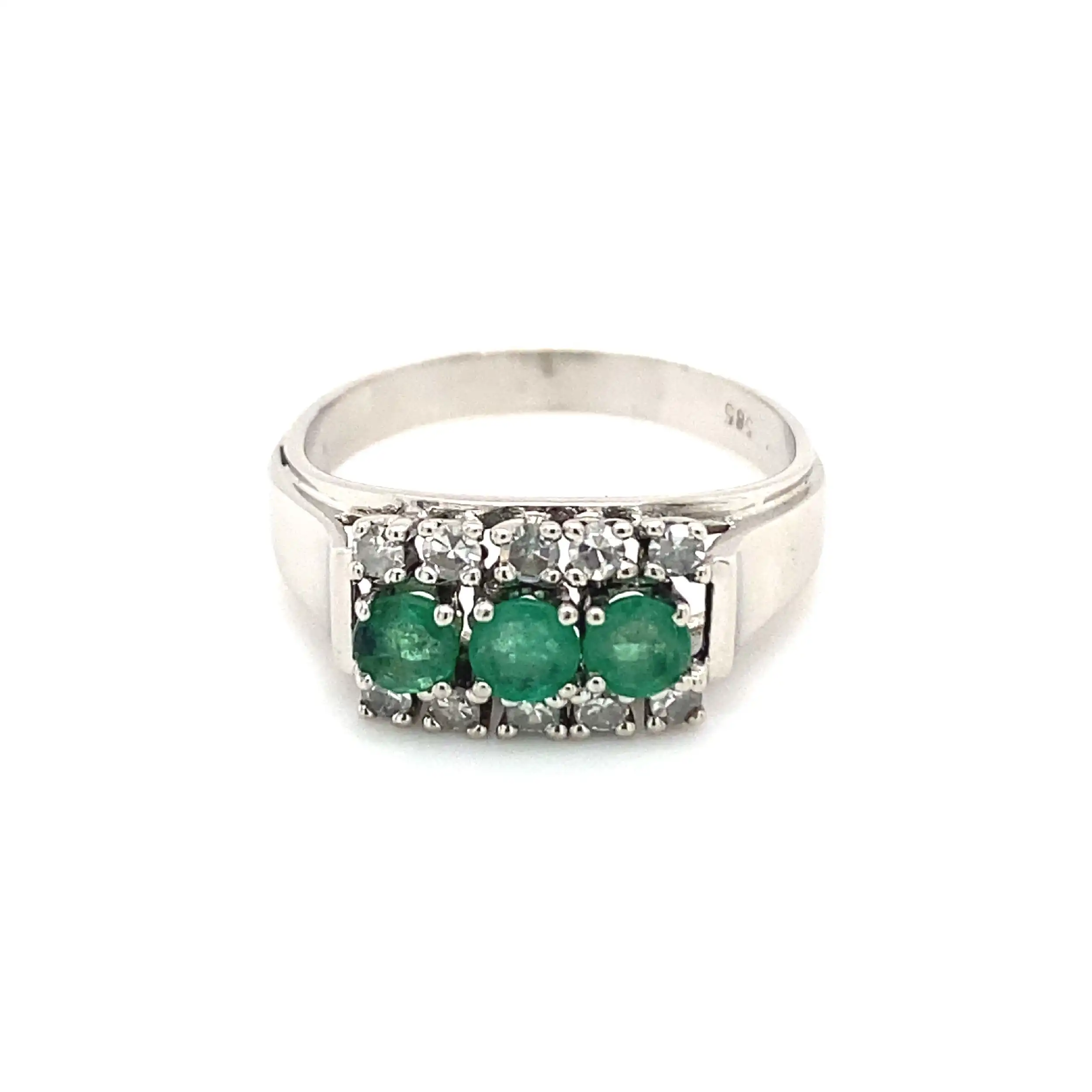 Ring Weißgold mit Smaragden & Diamanten Ring Weißgold mit Smaragden & Diamanten