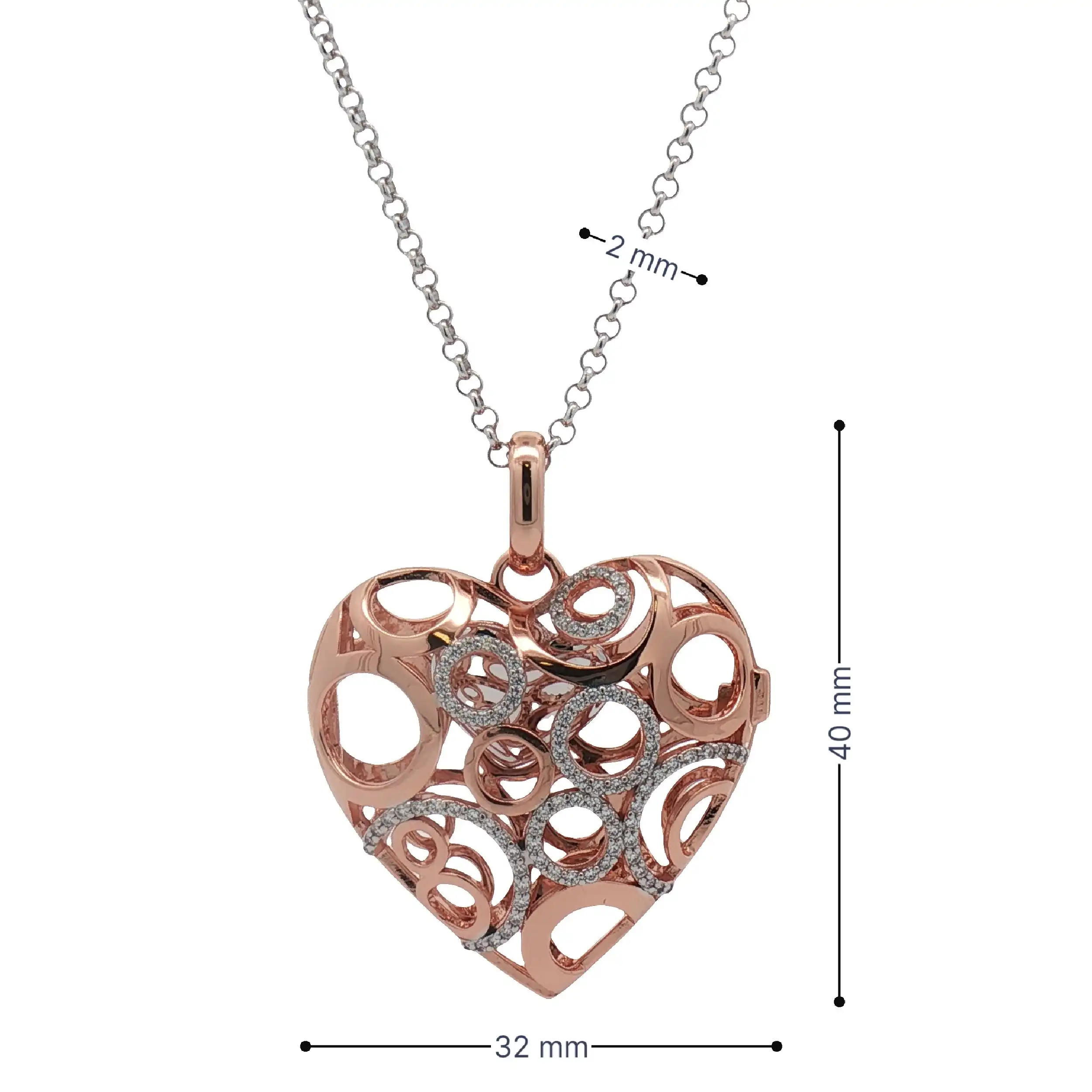 Kette mit Anhänger Herz Silber Bicolor mit Zirkonia Kette mit Anhänger Herz Silber Bicolor mit Zirkonia