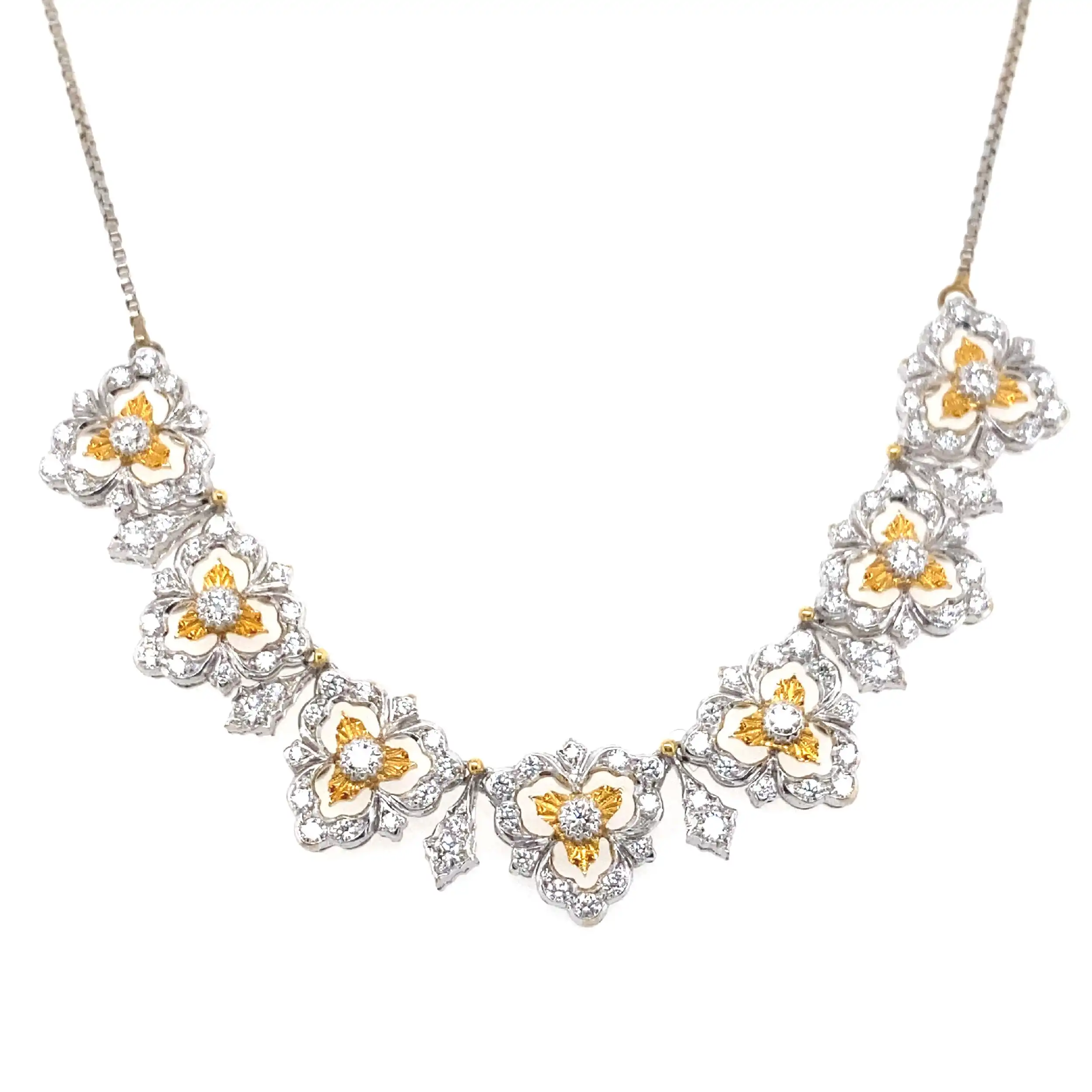 Collier Kette Bicolor mit Brillanten 