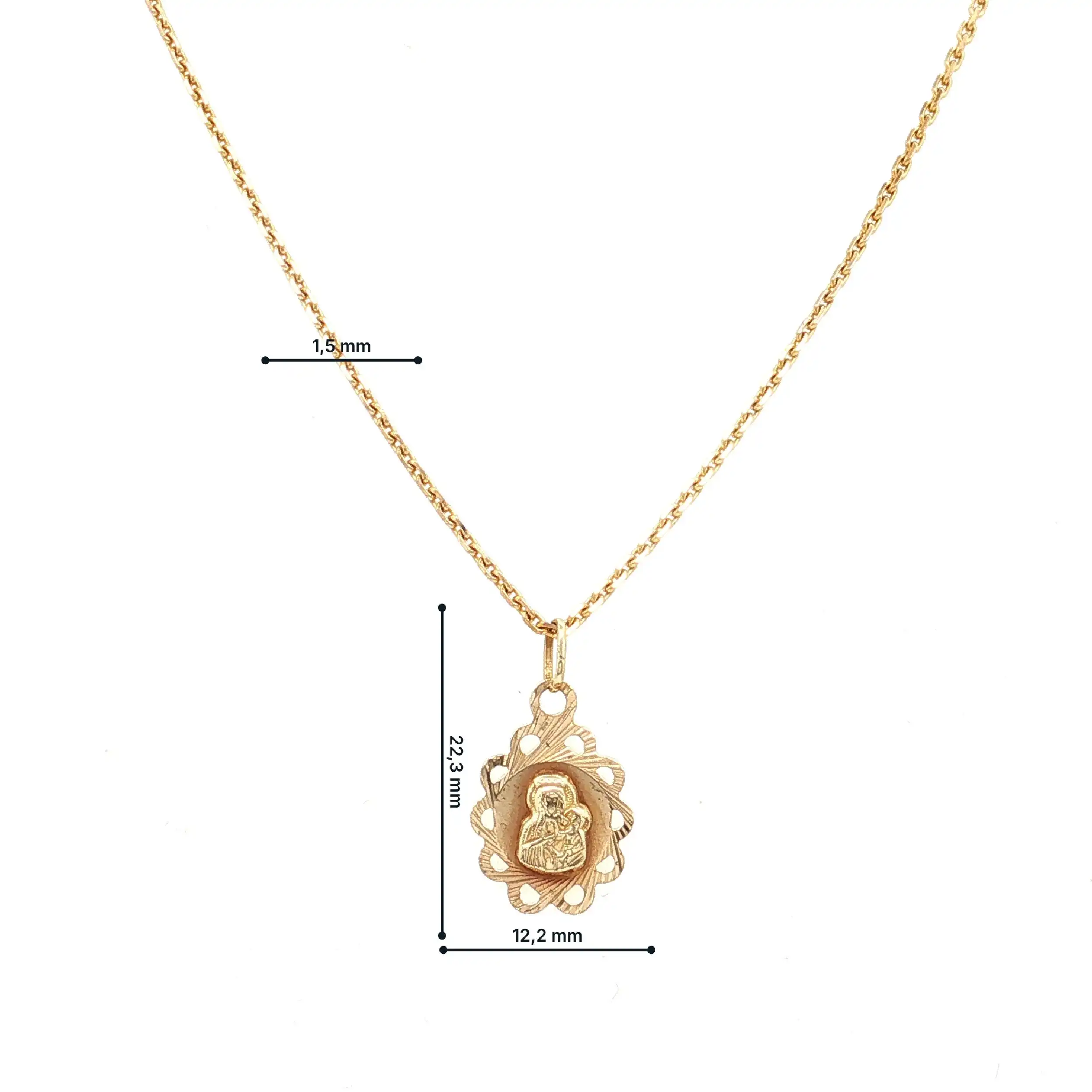 Kette Gelbgold mit Anhänger Maria und Jesus
