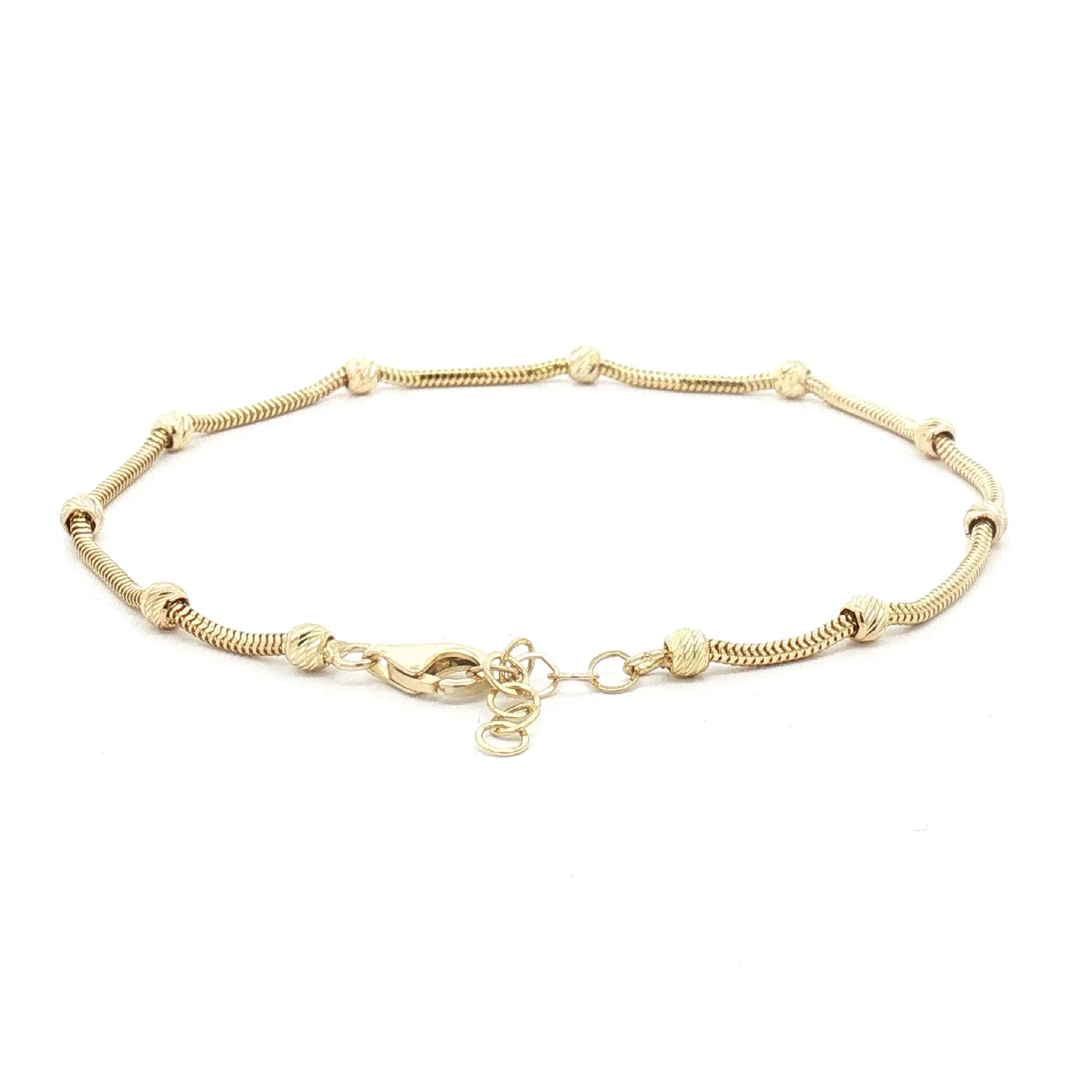 Schlangenarmband Gelbgold mit diamantierten Kugeln