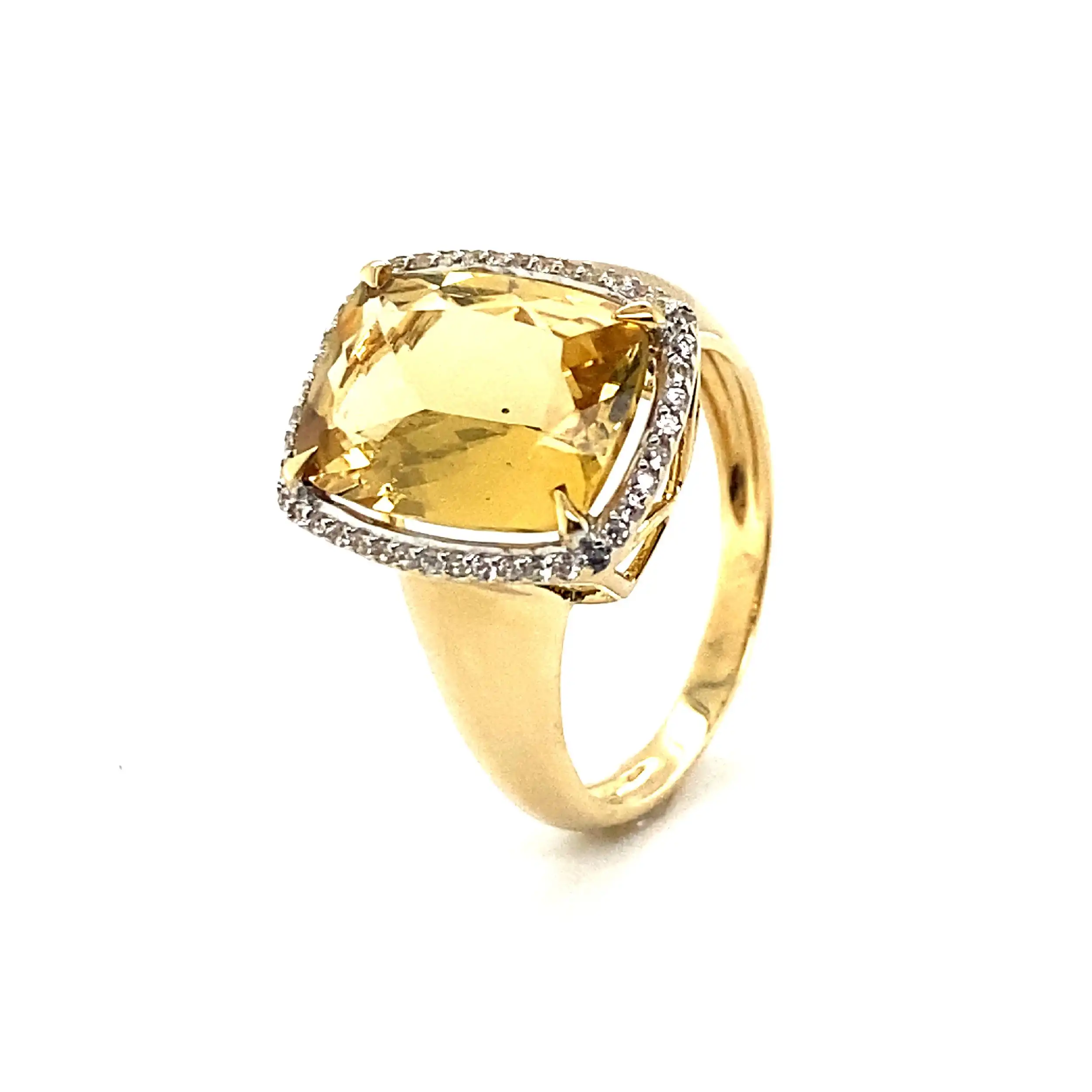 Ring Gelbgold mit Heliodor 5,1ct und weißen natürlichen Zirkonen 0,26ct, mit Expertise von EPL Ring Gelbgold mit Heliodor 5,1ct und weißen natürlichen Zirkonen 0,26ct, mit Expertise von EPL
