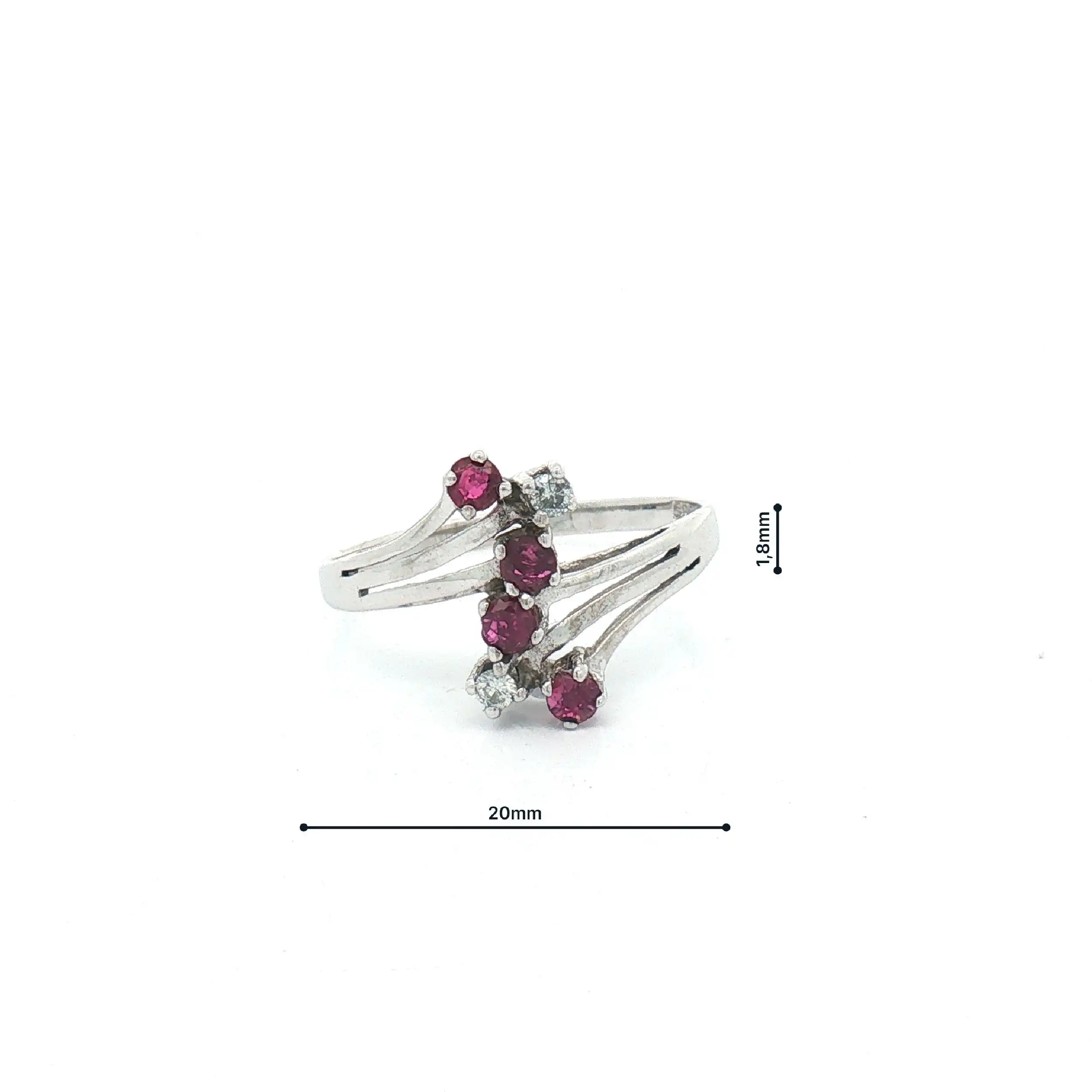 Ring Weißgold mit roten Farbsteinen und Brillanten