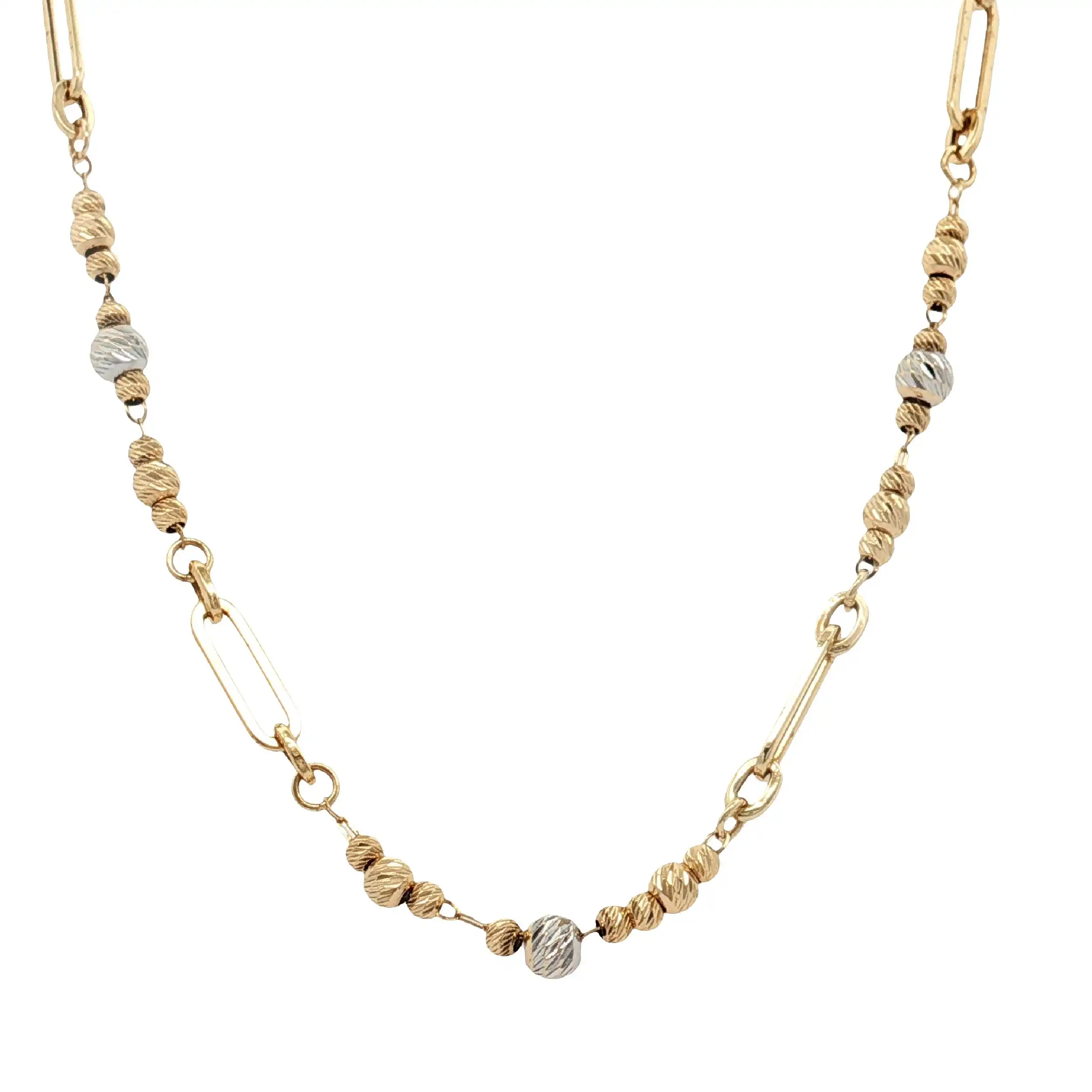 Collier Bicolor mit Kugeln und Zirkonia