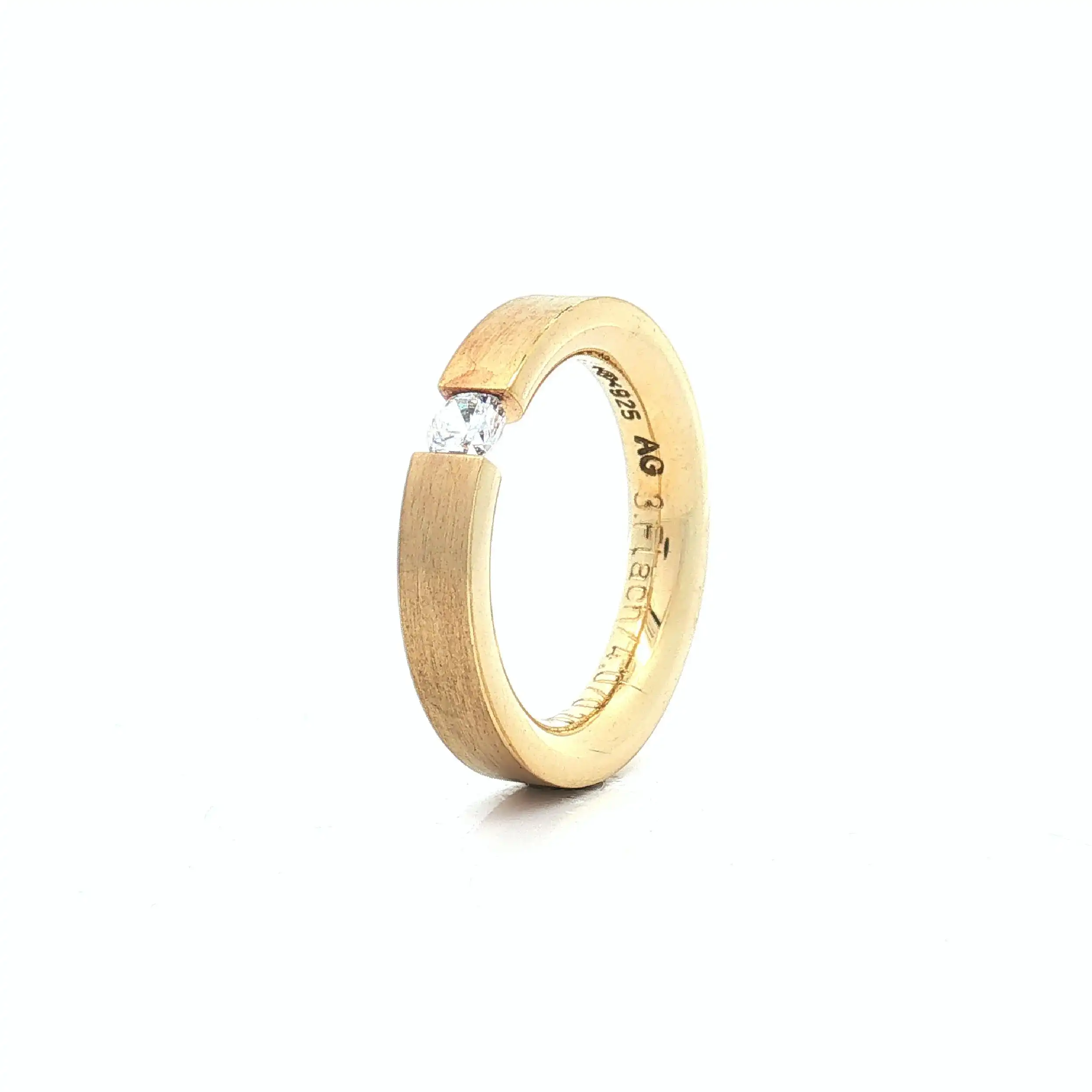 Spannring Silber vergoldet Niessing "Musterring" Flach mit Zirkonia
