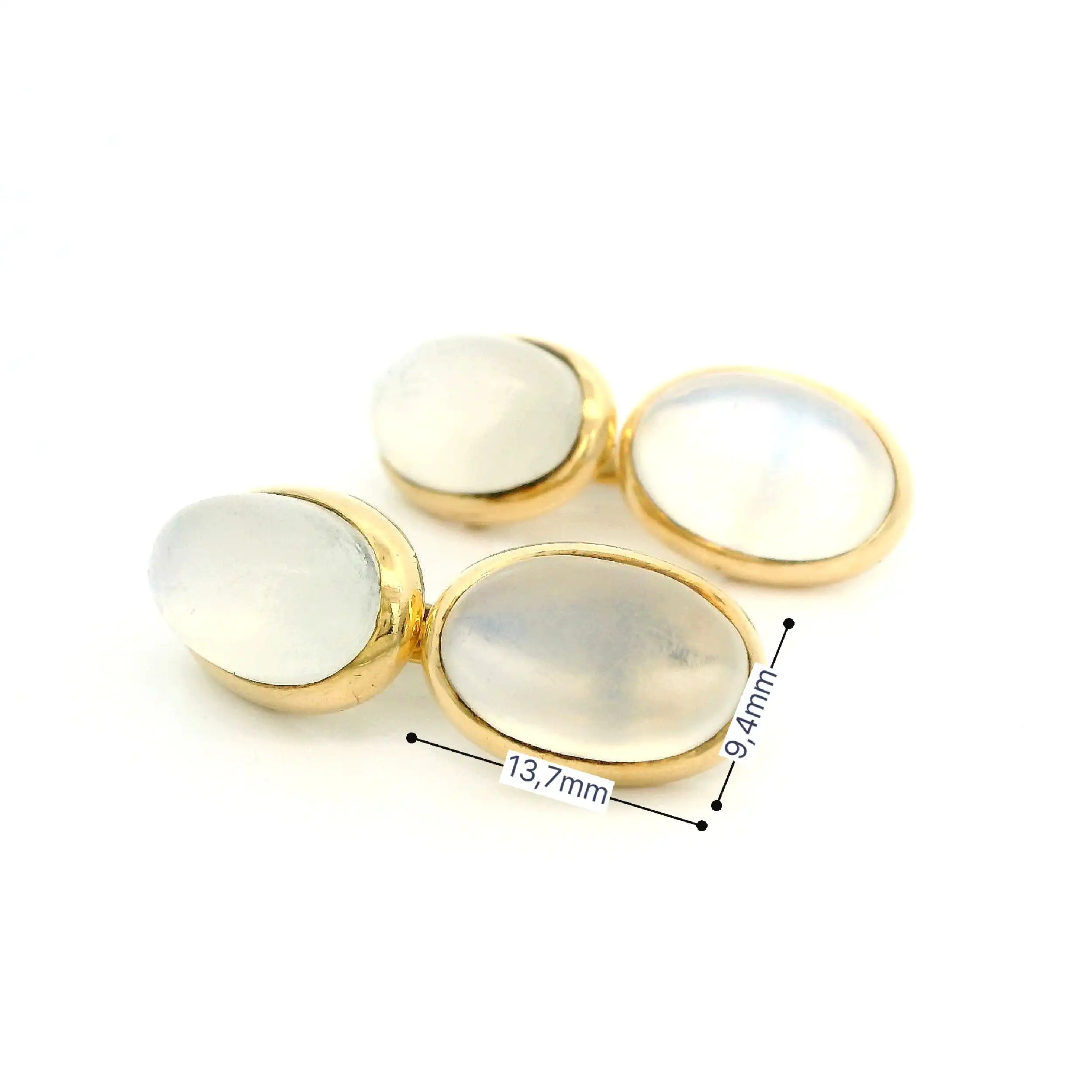Manschettenknöpfe Gelbgold mit Mondsteincabochon
