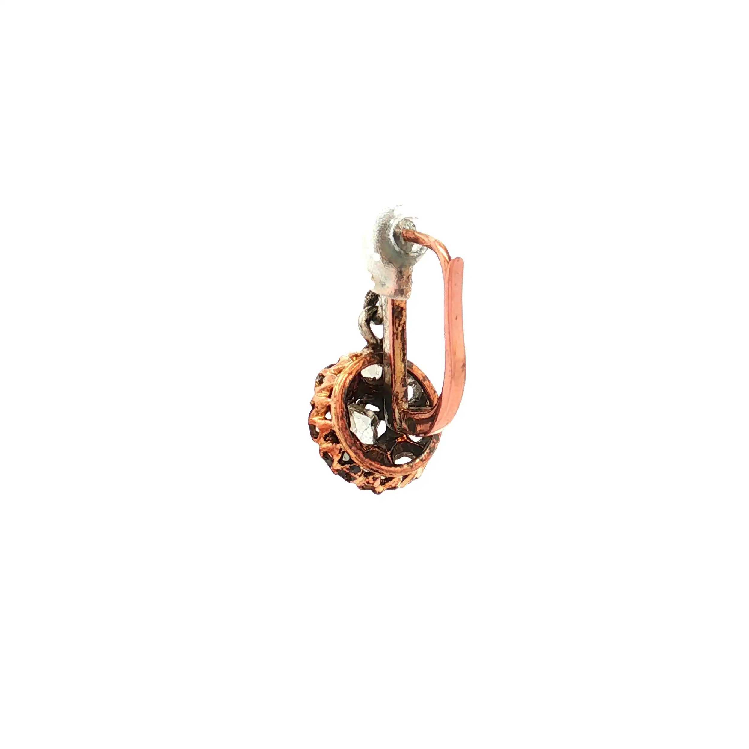 Einzelner Ohrring Rosegold mit Altschliff Diamanten