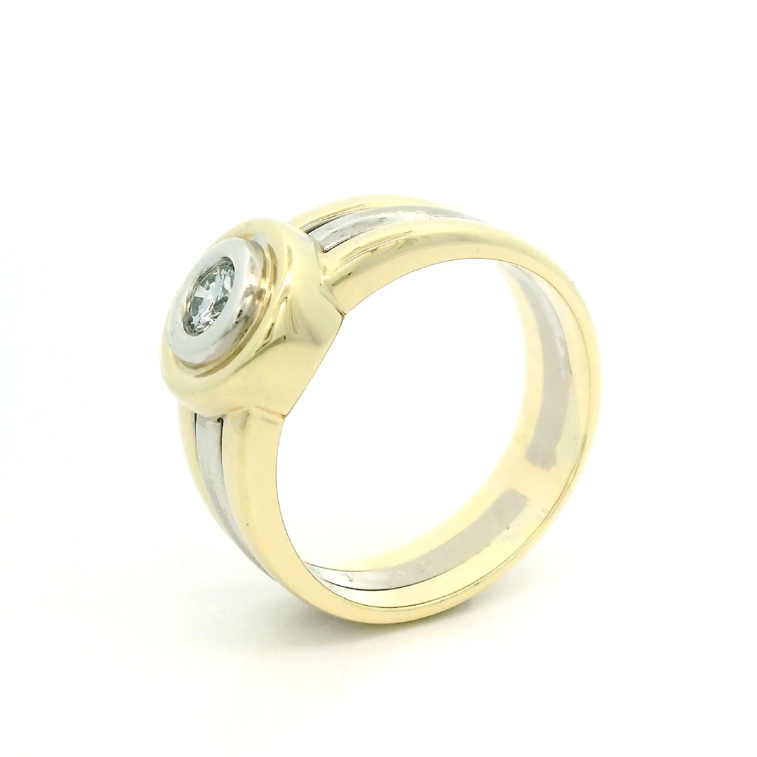 Ring Bicolor mit Brillant, graviert mit 0,22 ct