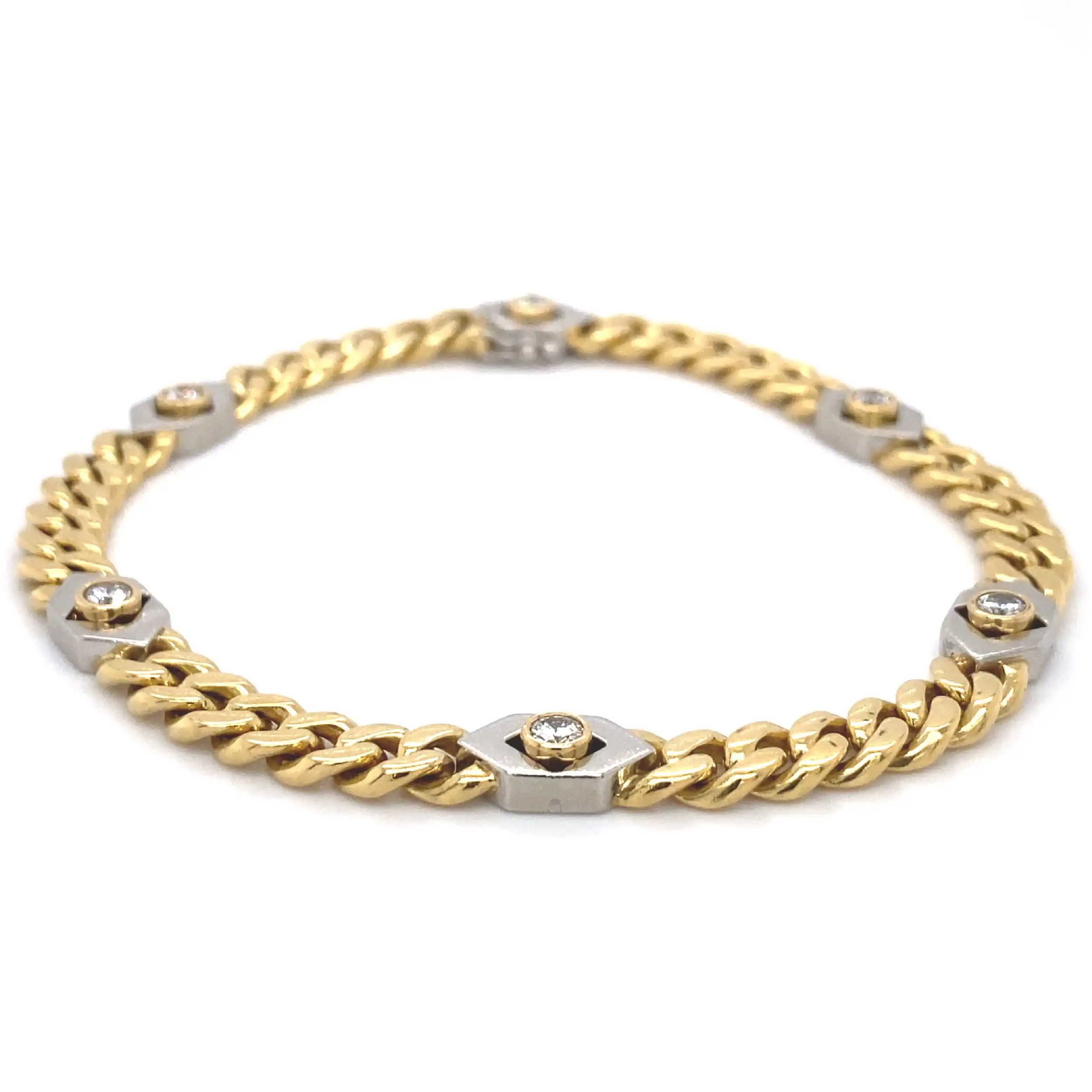 Panzerarmband Bicolor 750/950Pt mit Brillanten