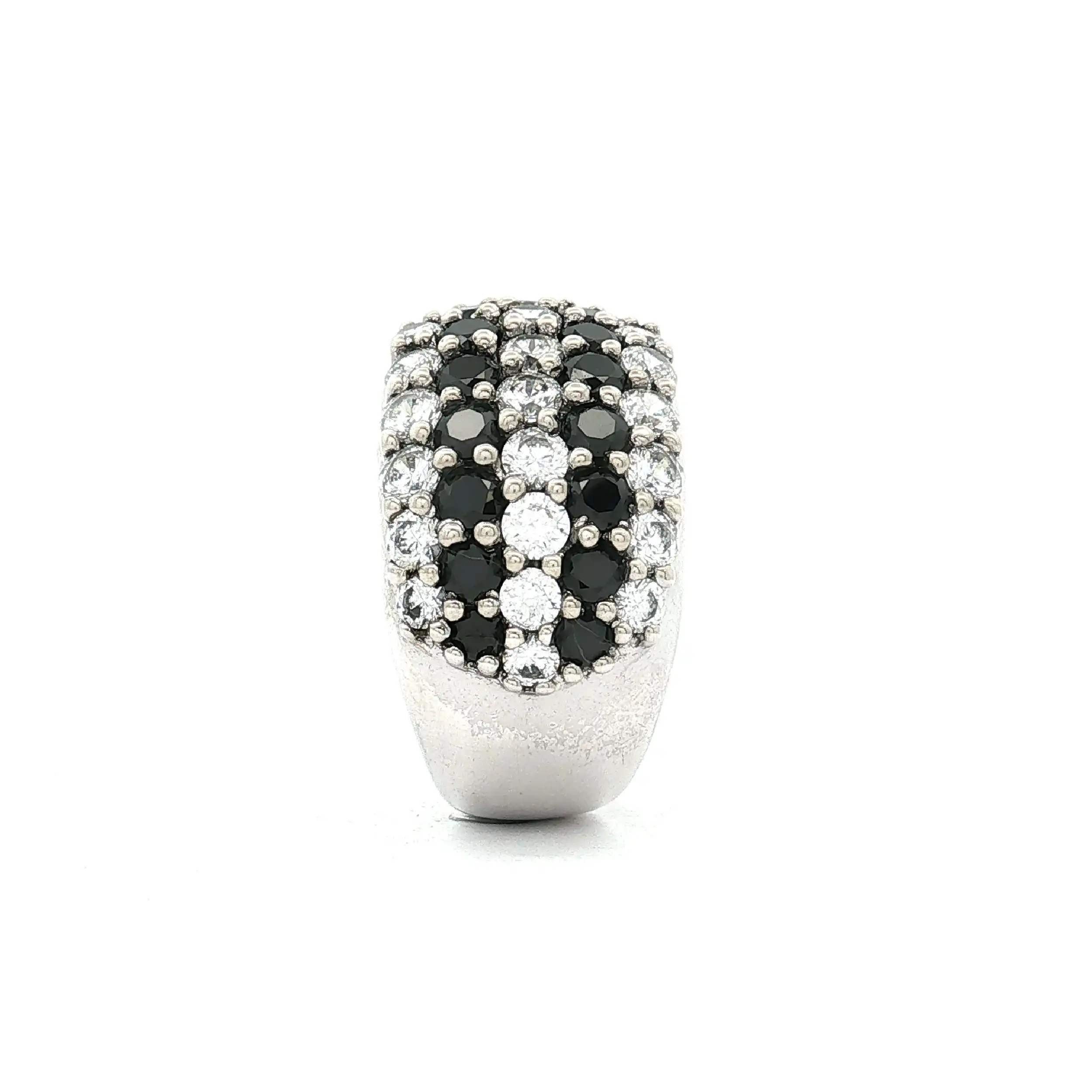 Ring Silber mit schwarzen und weißen Zirkonia