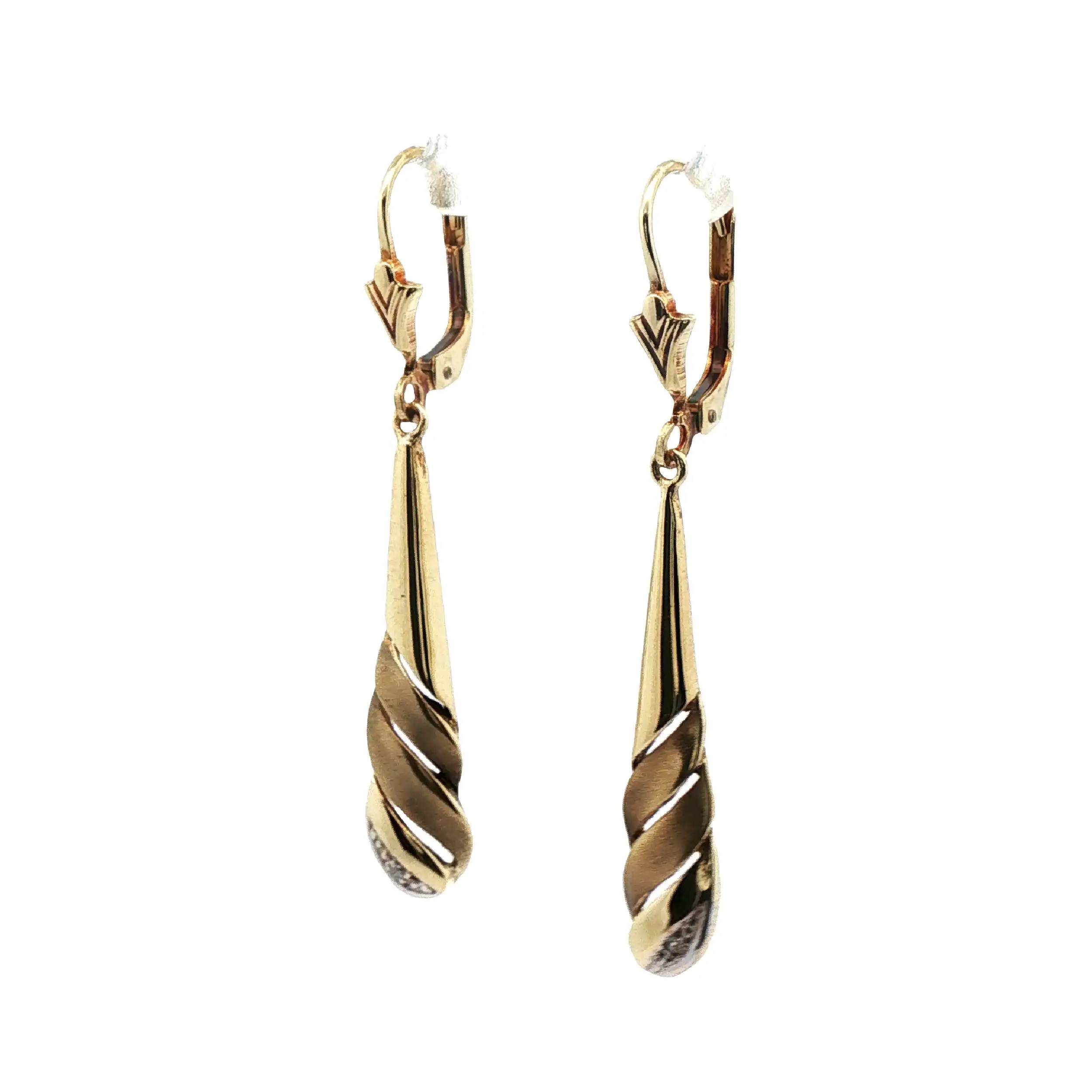 Ohrringe Bicolor Matt / Glanz Gelbgold mit Diamantensplitter Ohrringe Bicolor Matt / Glanz Gelbgold mit Diamantensplitter