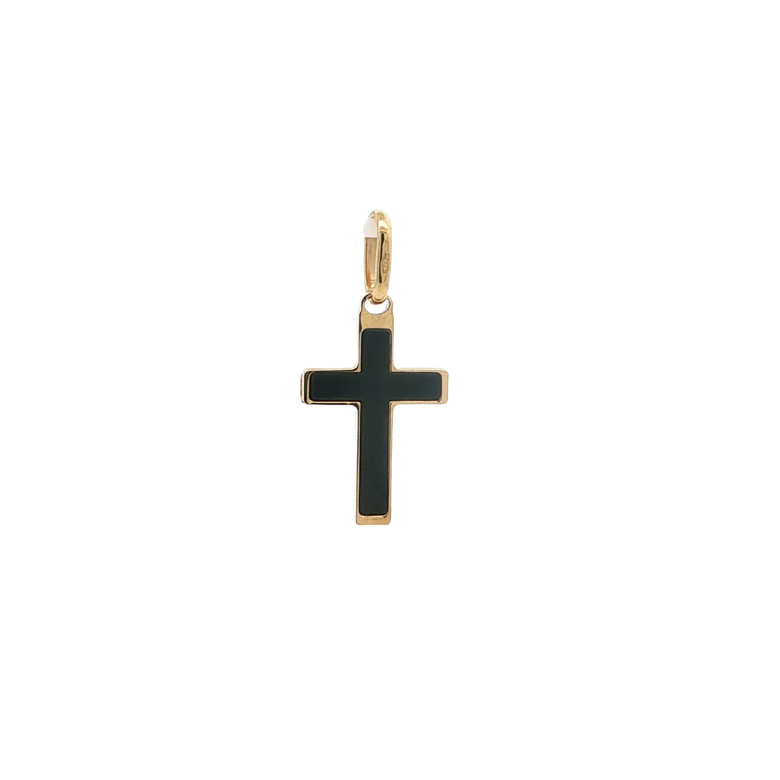 Kreuzanhänger Gelbgold mit Onyx