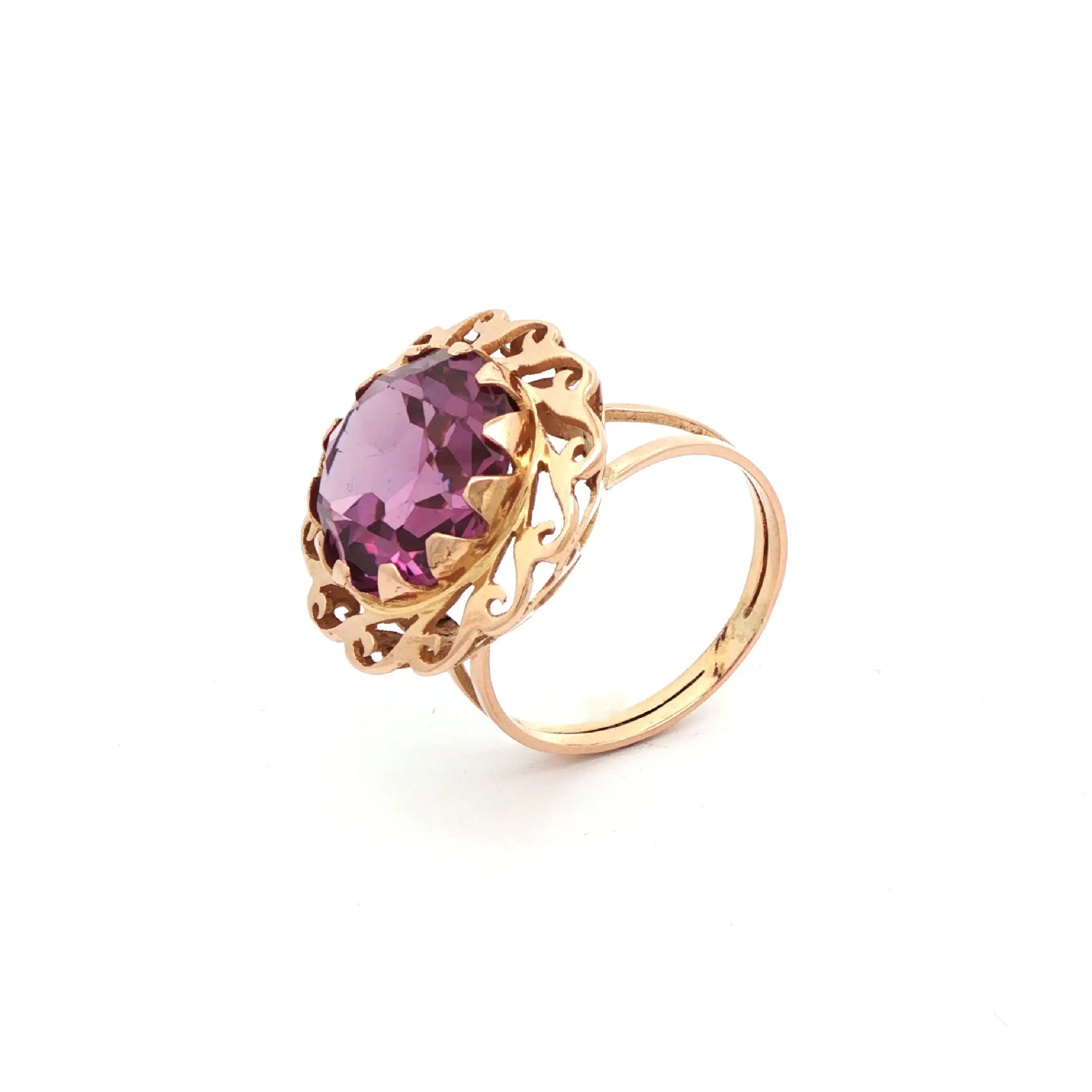 Ring Gelbgold mit lila Farbstein