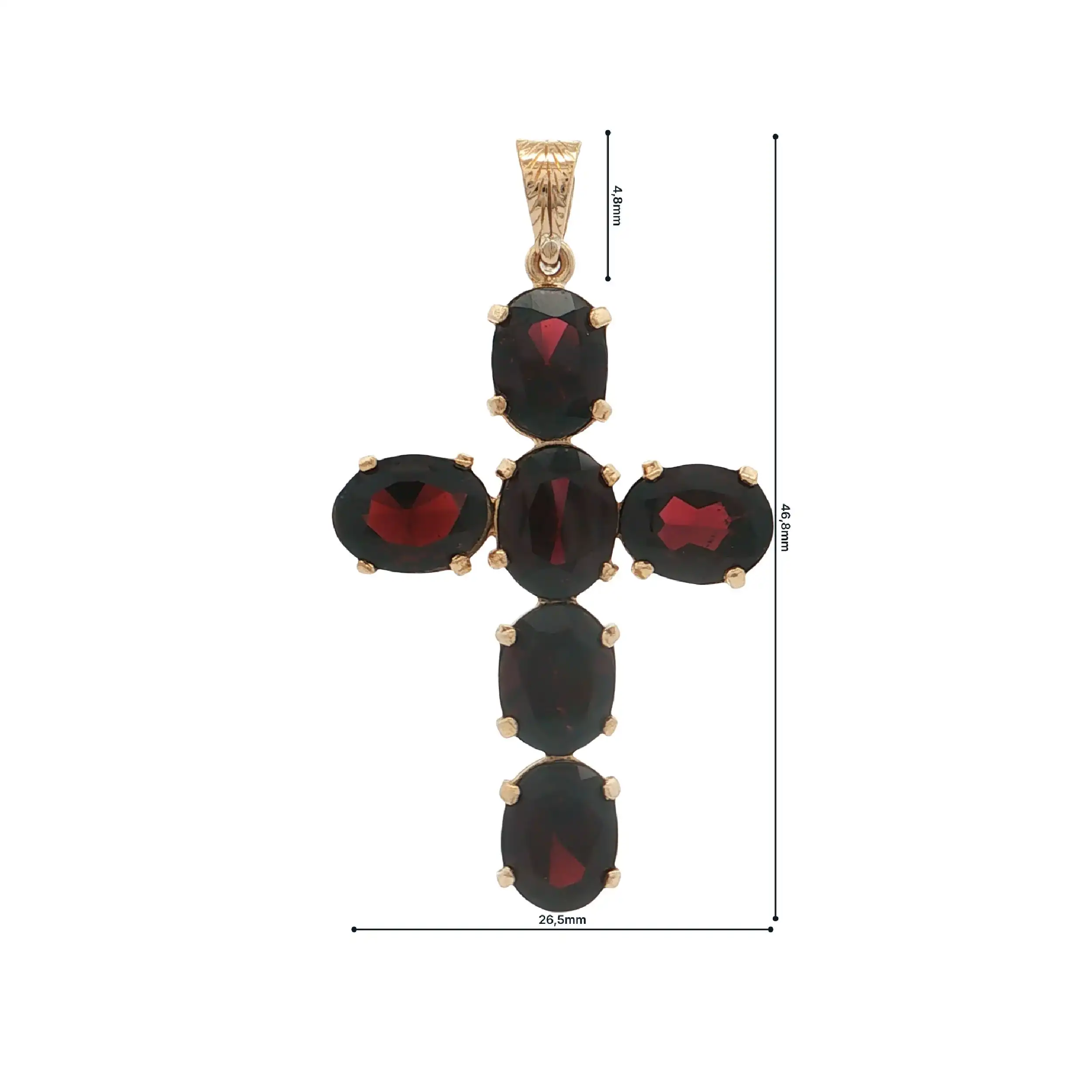 Kreuzanhänger Gelbgold mit Granat Kreuzanhänger Gelbgold mit Granat