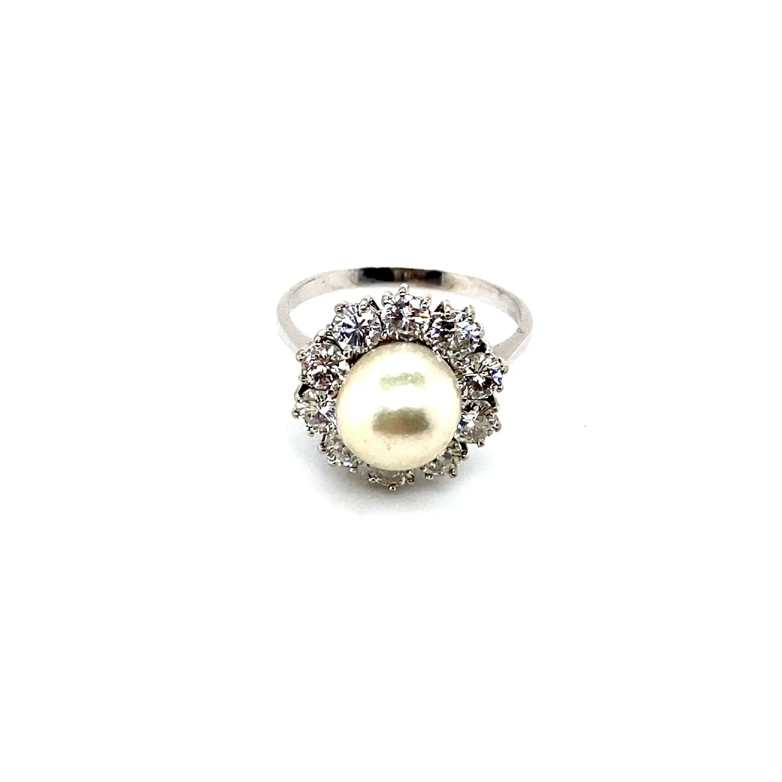 Ring Weißgold mit Perle und Brillanten