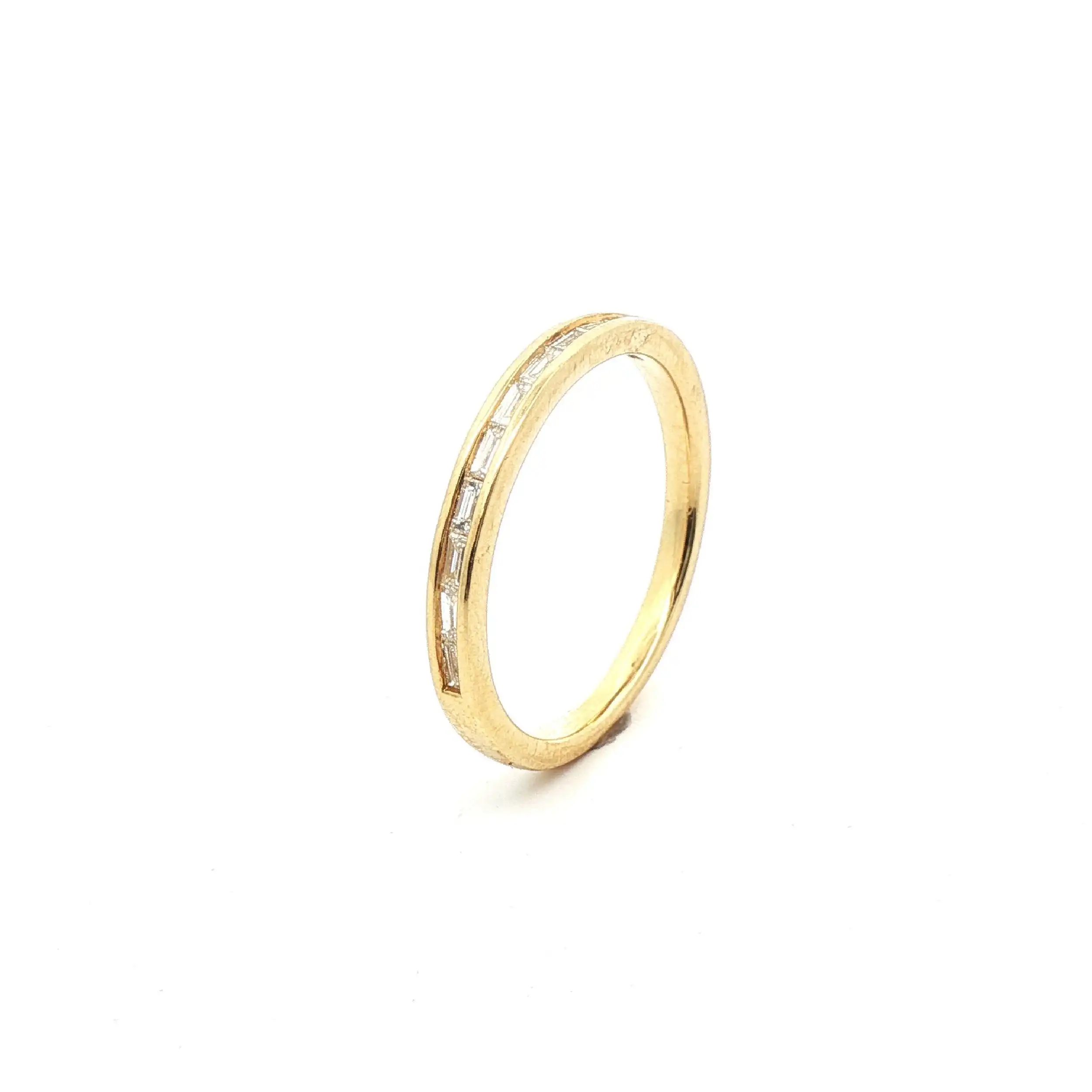 Halbmemoryring Gelbgold mit Baguettediamanten