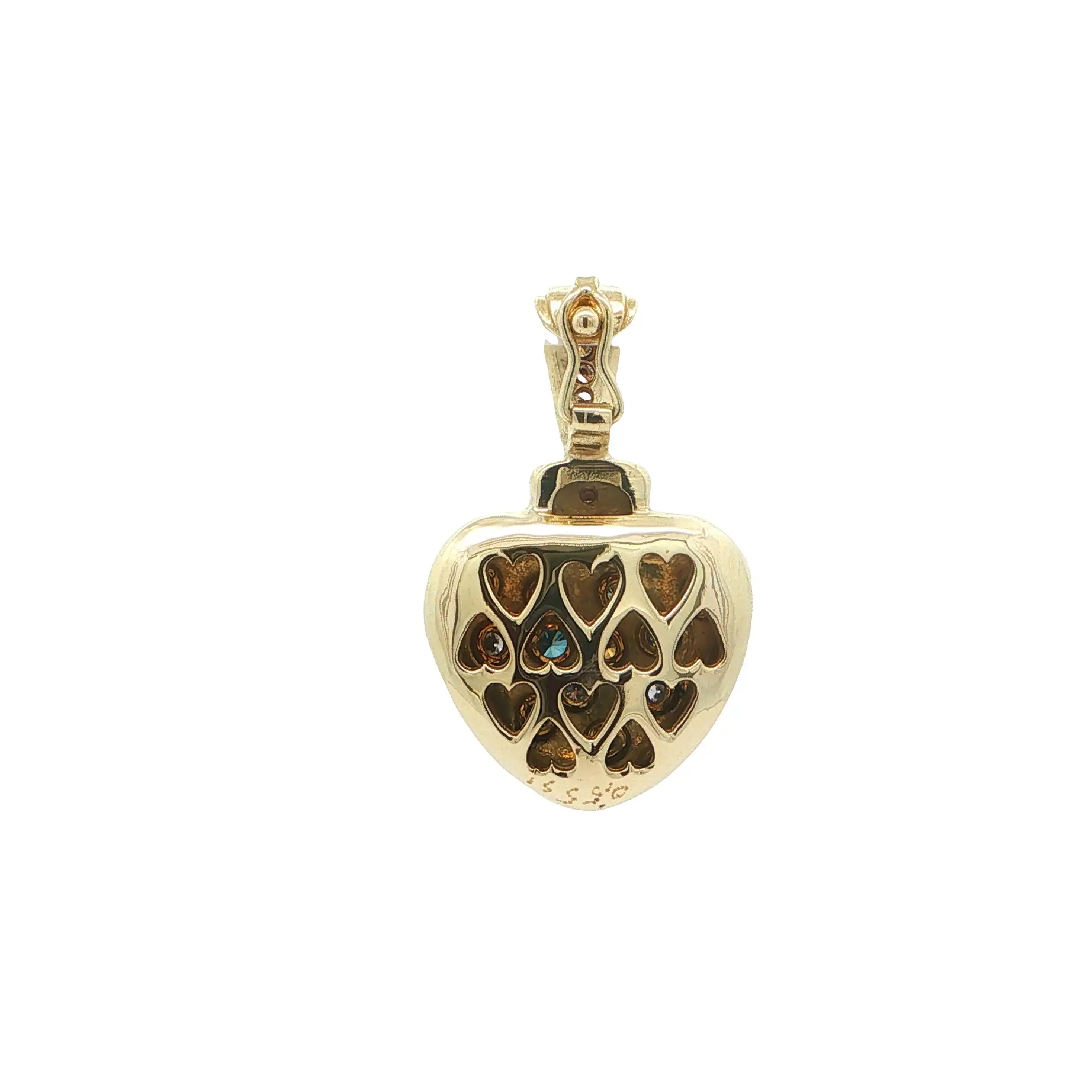 Anhänger/ Clipp Gelbgold Herz mit Fancy-Diamanten