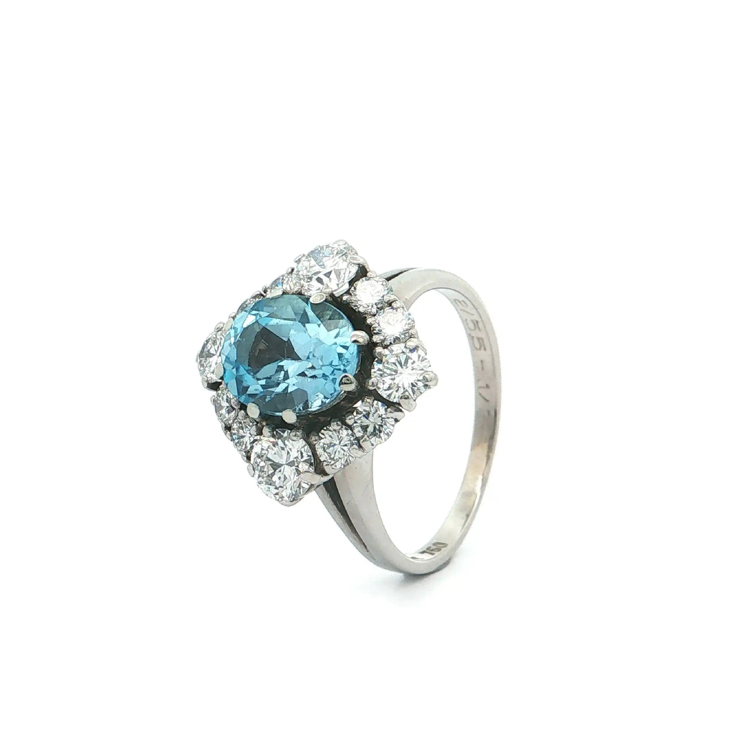 Ring Weißgold mit Blautopas und Brillanten