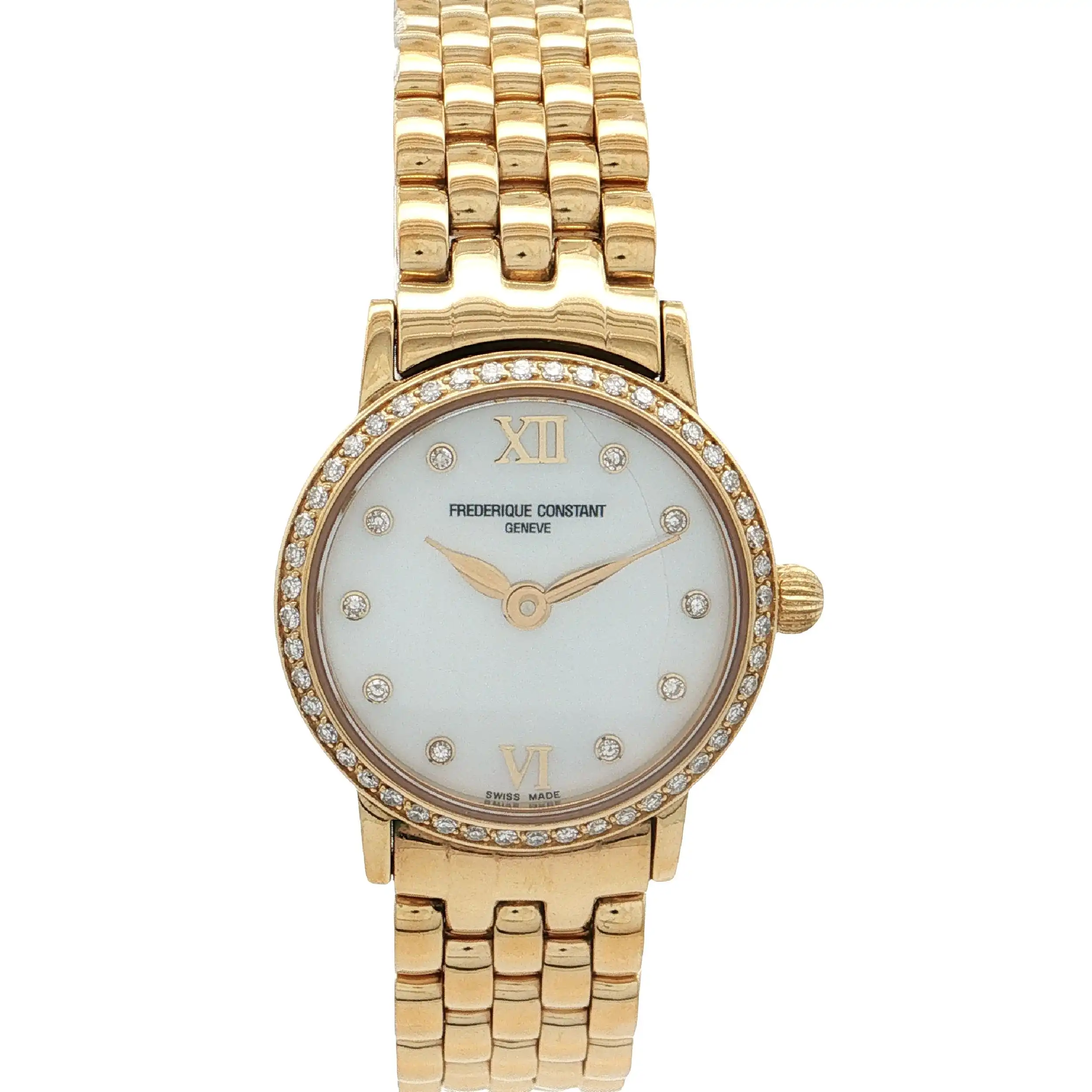 Damenuhr Frederique Constant Slimline Ref. FC200/235XS5/6 Quarz Diamantenlünette Damenuhr Frederique Constant Slimline Ref. FC200/235XS5/6 Quarz Diamantenlünette