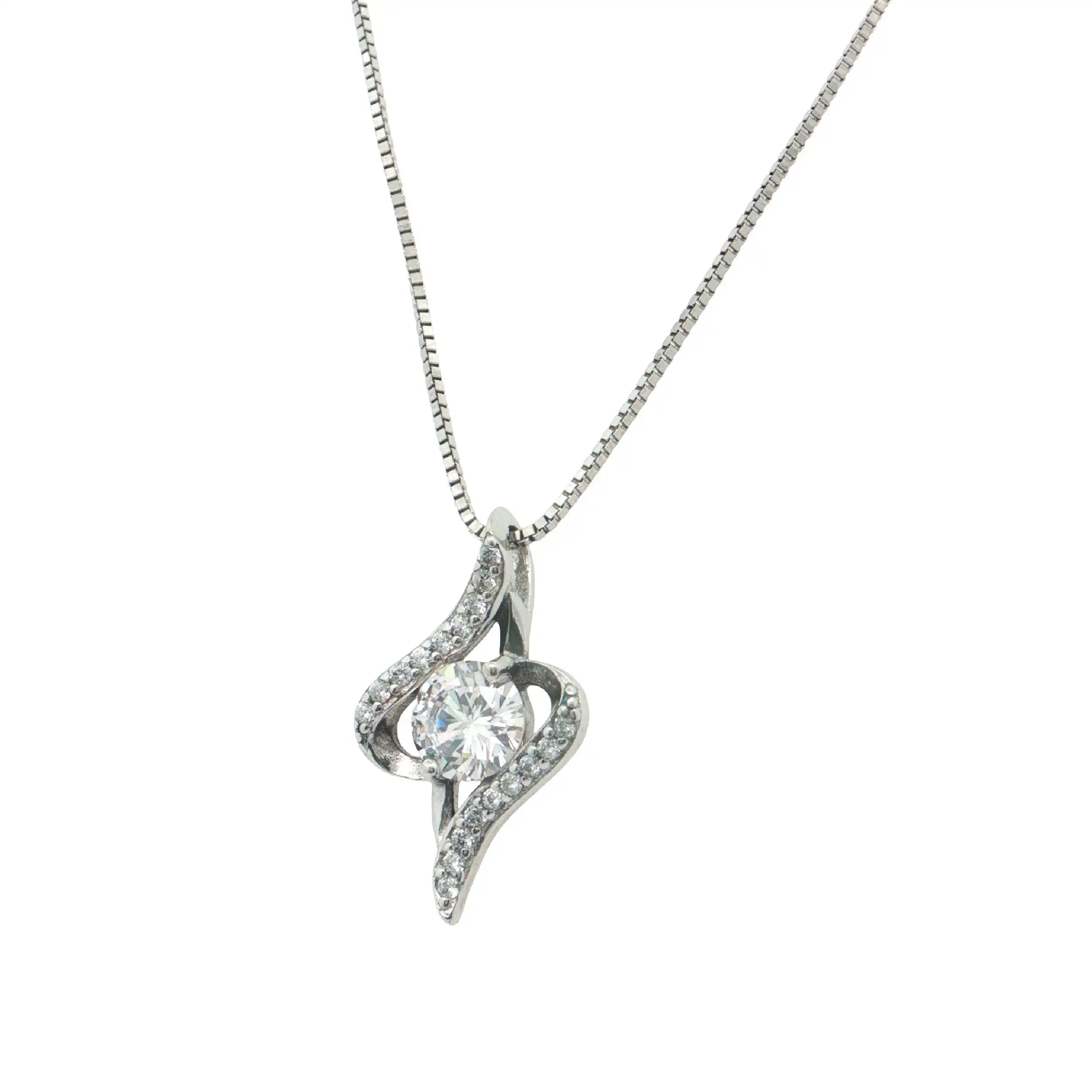 Kette Silber mit Anhänger mit Zirkonia