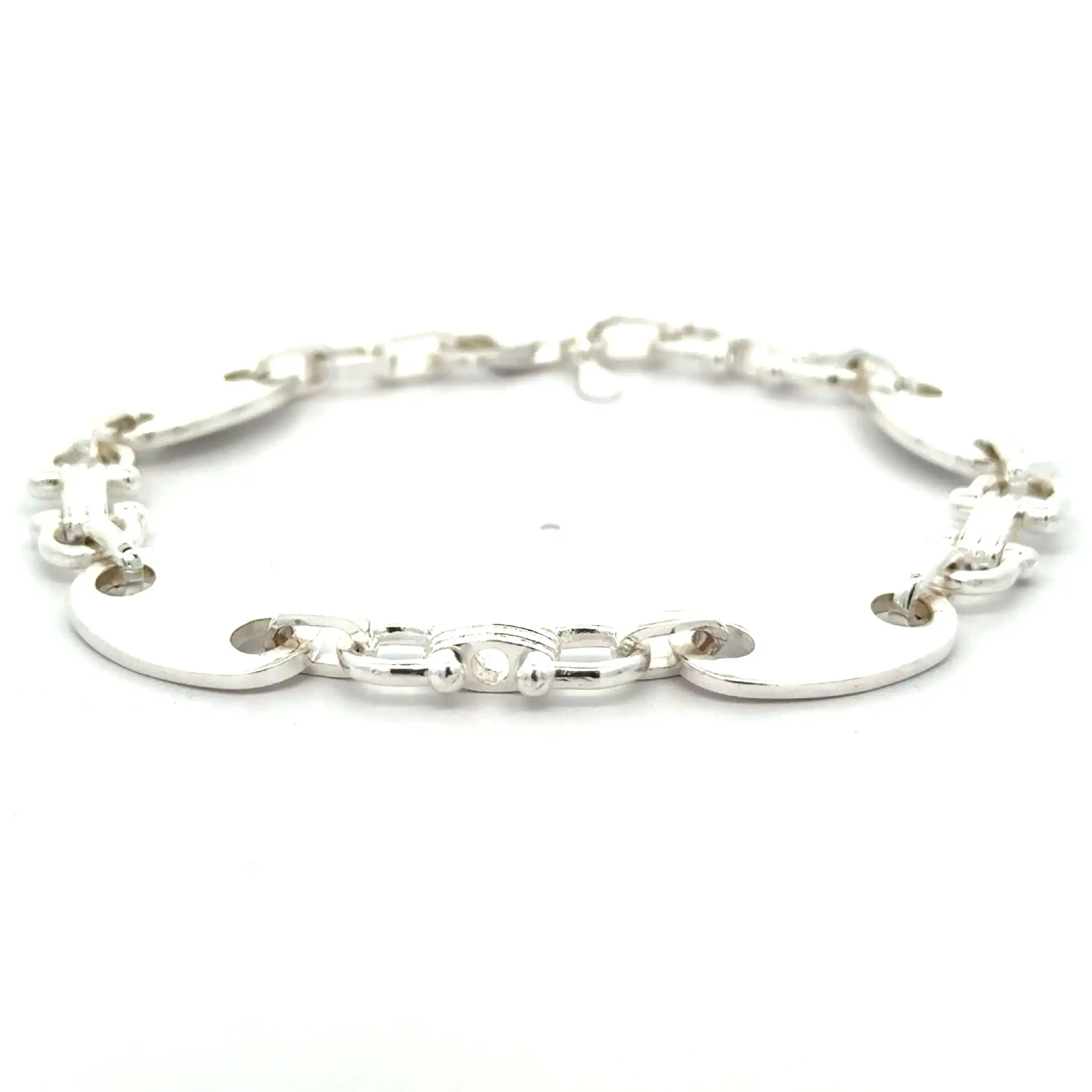 Plattensteigbügelarmband Silber