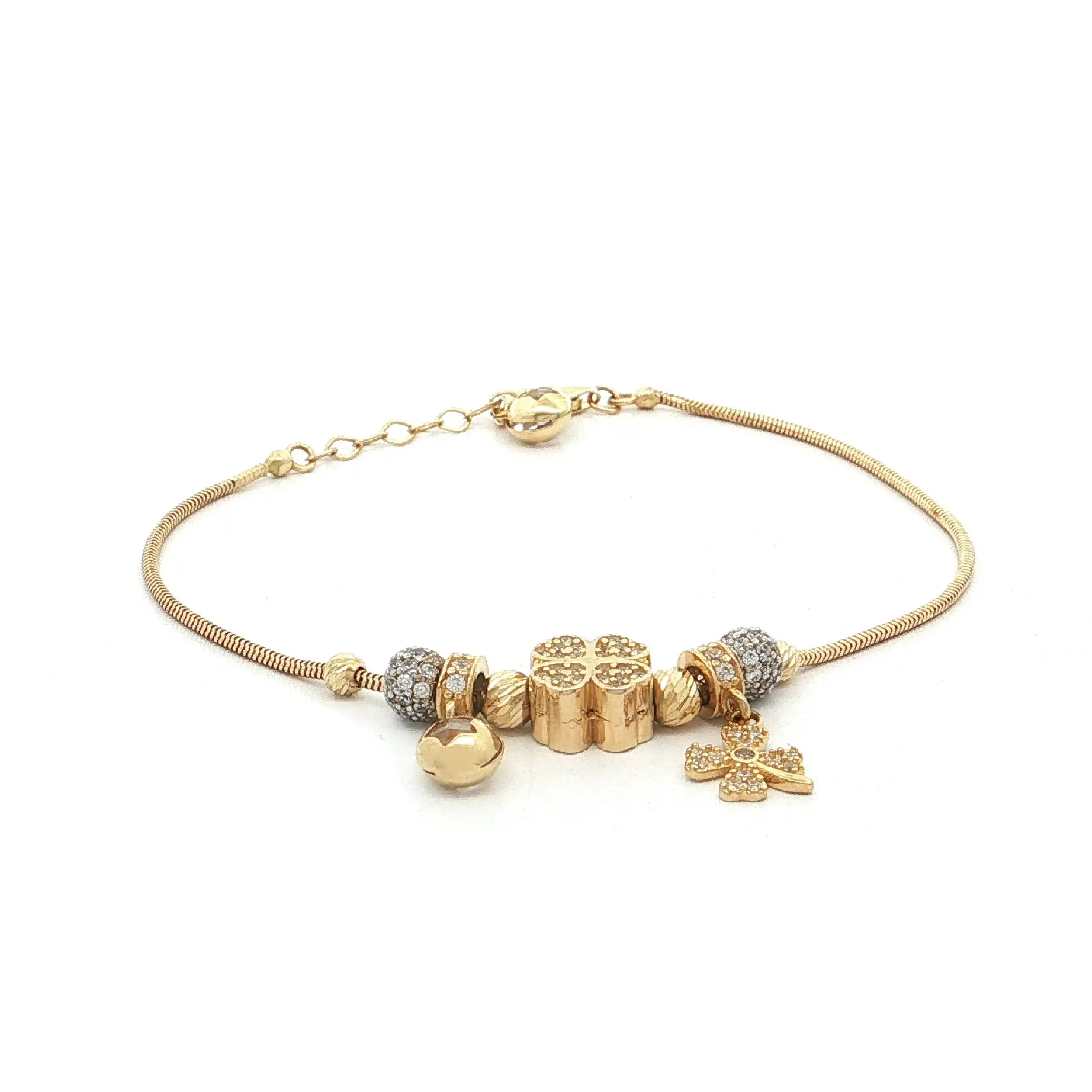 Armband Gelbgold mit Charms "Kleeblatt" und Zirkonia