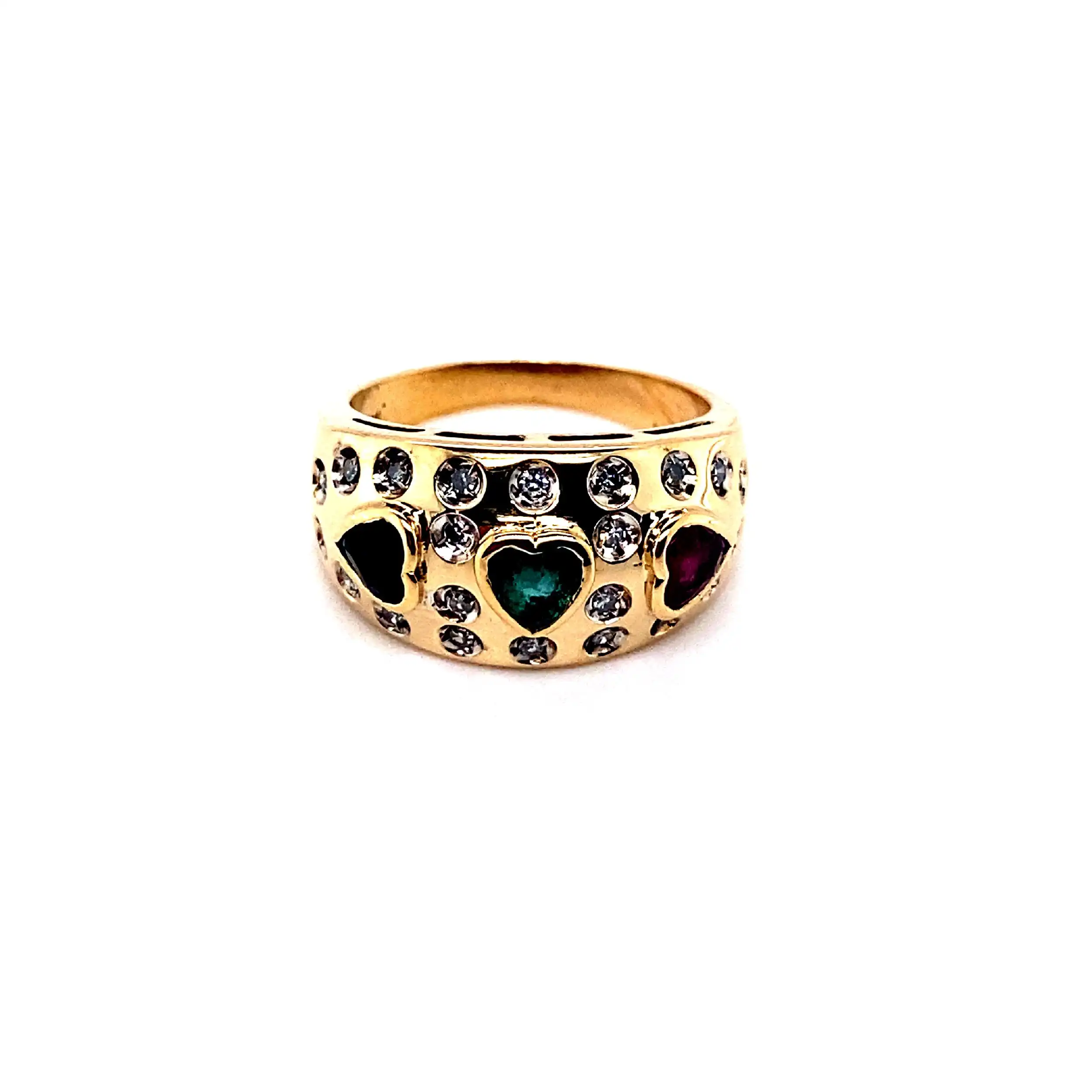 Ring Gelbgold mit Diamanten und Saphir, Rubin, Smaragd Ring Gelbgold mit Diamanten und Saphir, Rubin, Smaragd