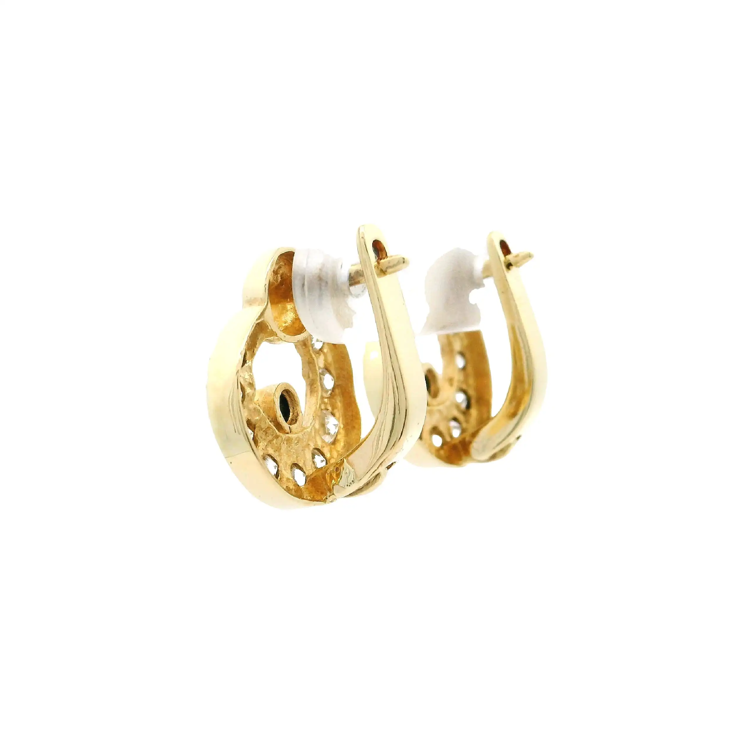 Ohrringe Gelbgold mit blauem Farbstein & Zirkonia