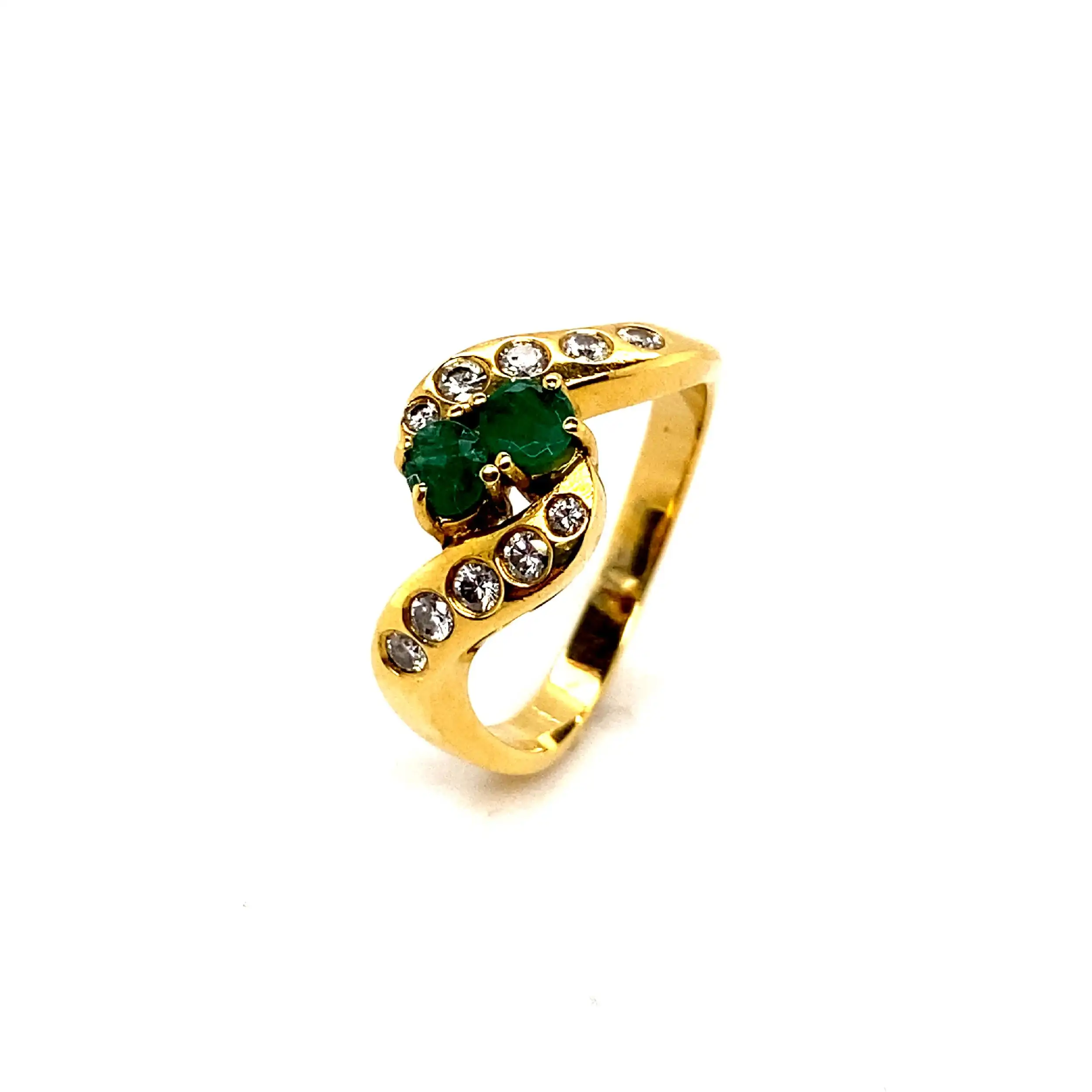 Ring Gelbgold mit Brillanten und Smaragden Ring Gelbgold mit Brillanten und Smaragden