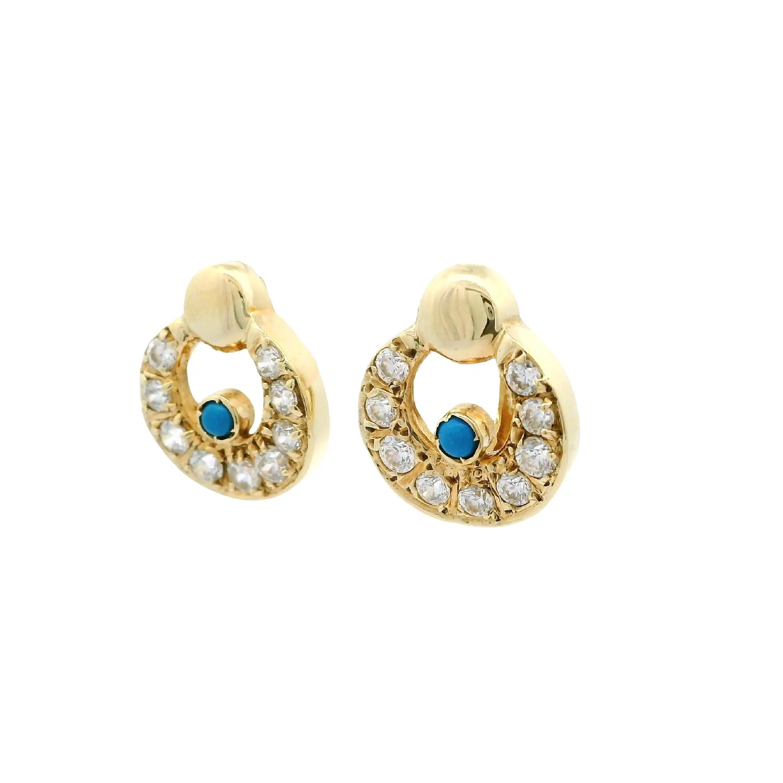 Ohrringe Gelbgold mit blauem Farbstein & Zirkonia