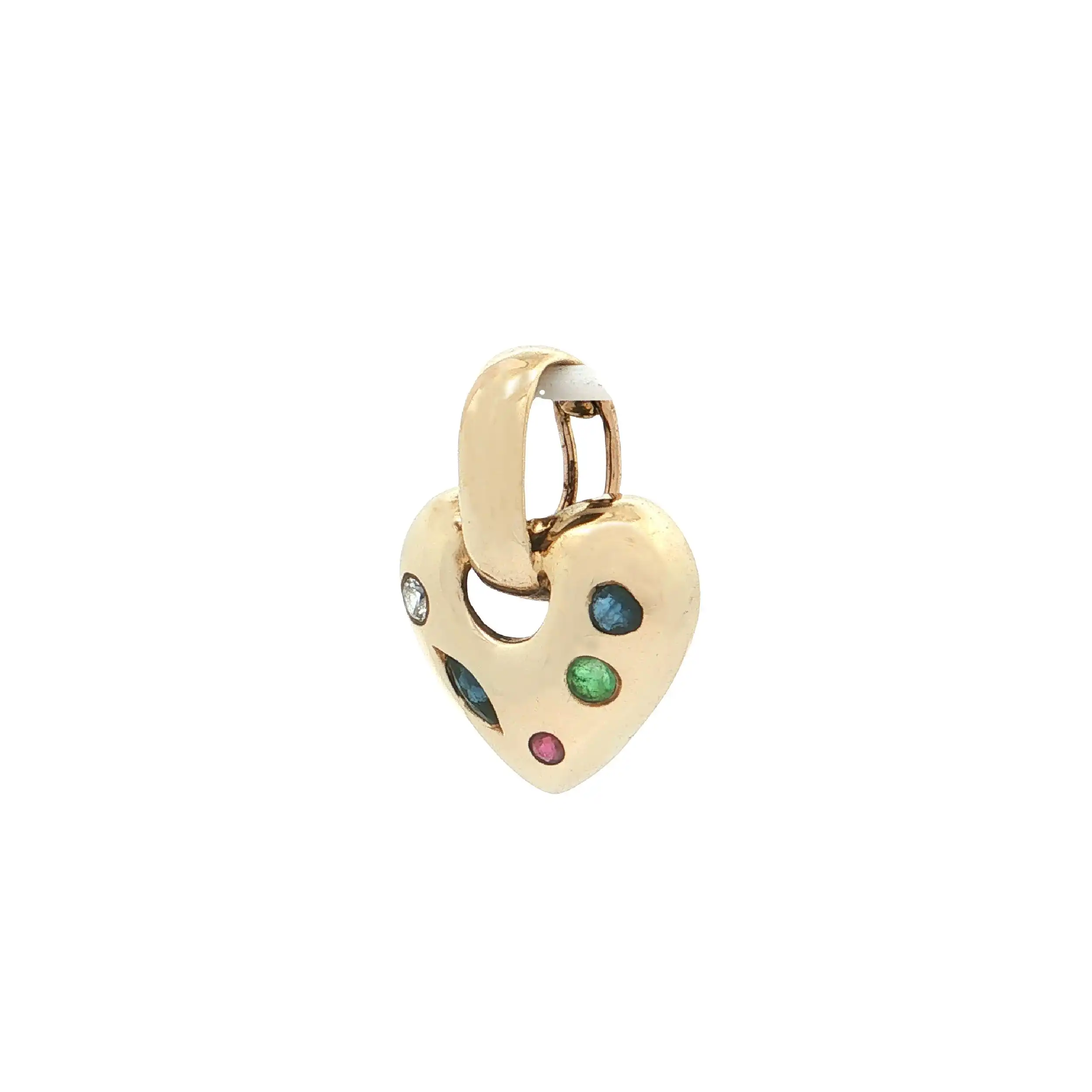 Anhänger/Clip Gelbgold mit Zirkonia, Saphiren, Smragd und Rubin
