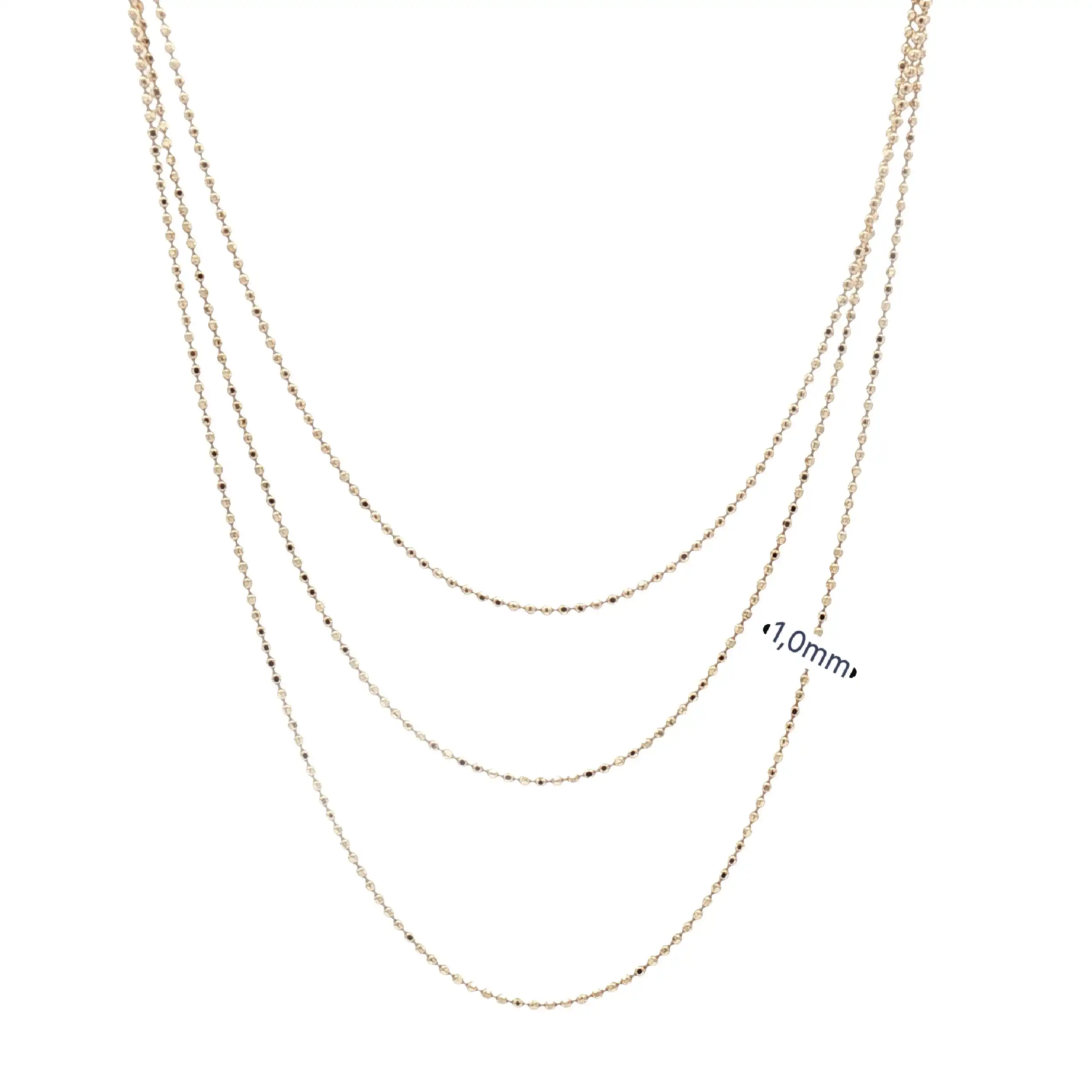 Kügelchenkette Gelbgold diamantiert dreireihig