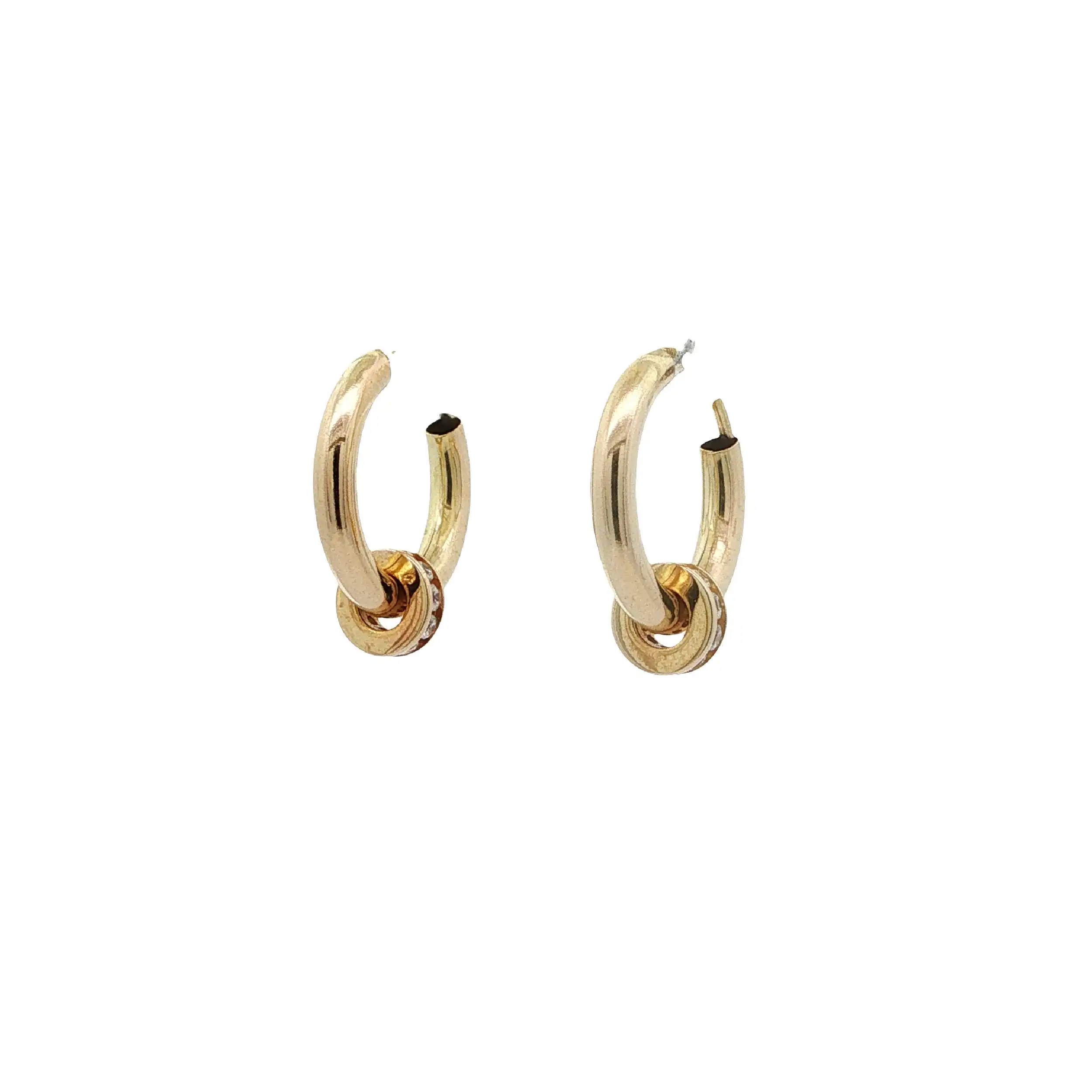 Creolen Gelbgold mit Zirkonia hohl