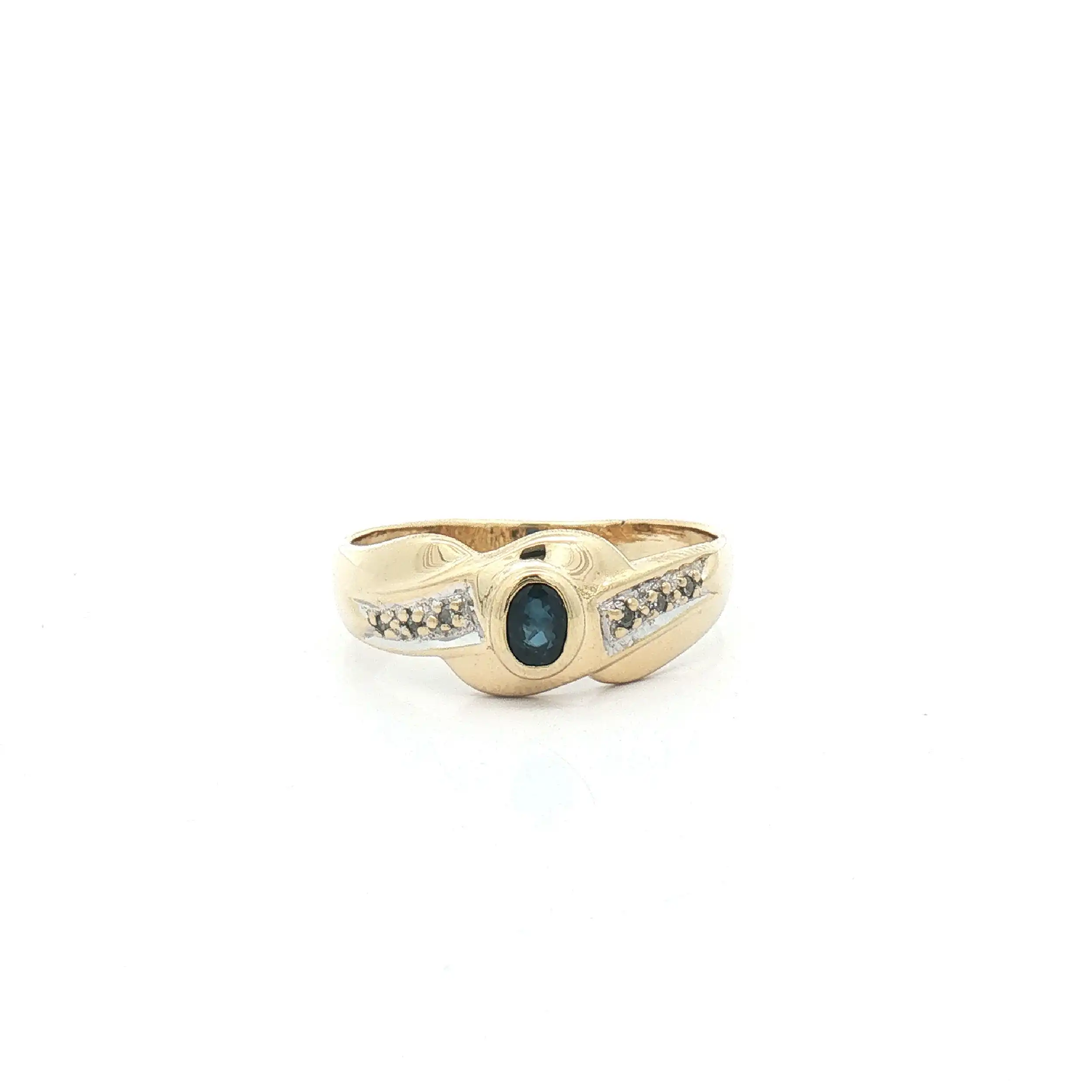 Ring Bicolor mit Diamanten und Saphir Ring Bicolor mit Diamanten und Saphir