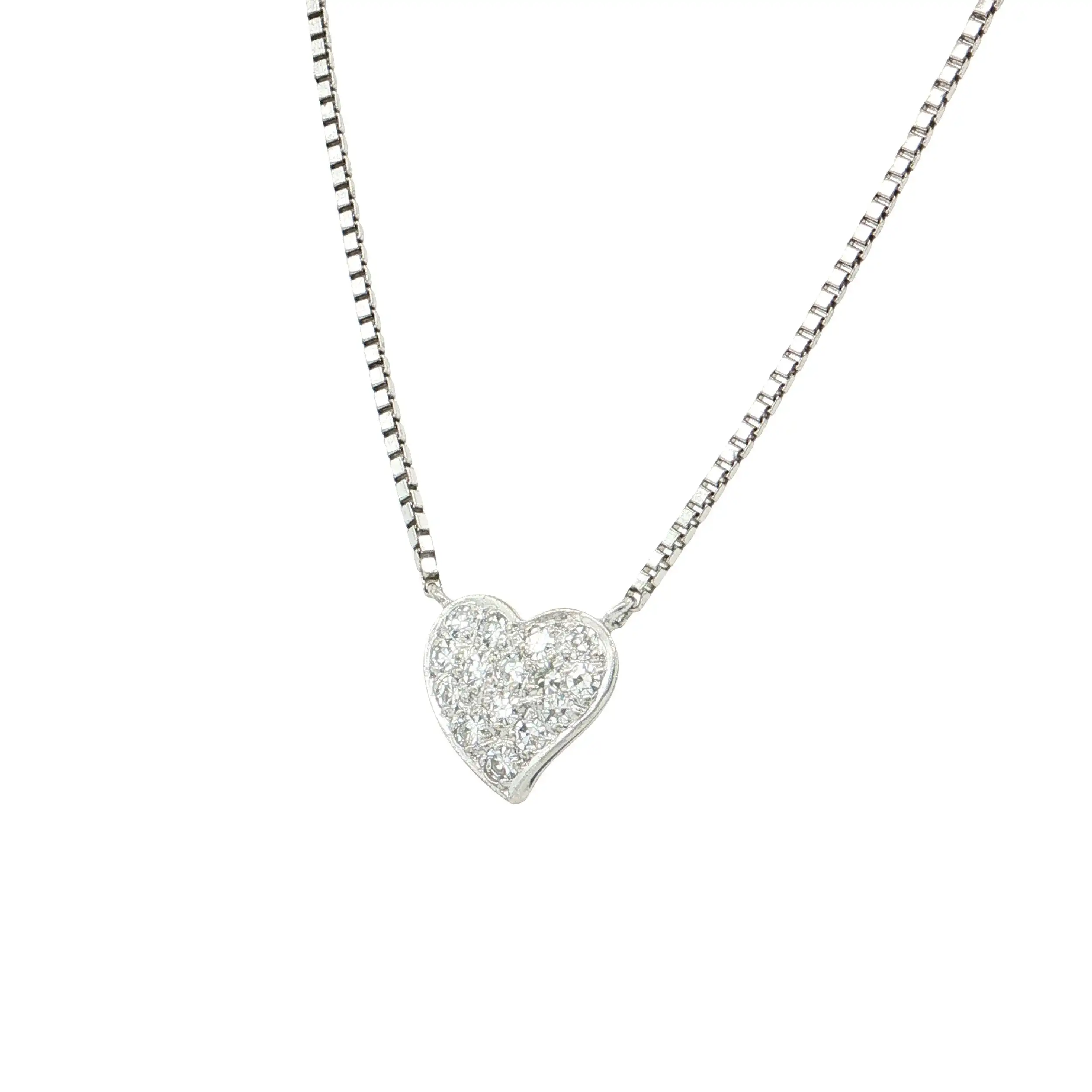 Collier Weißgold mit Herzanhänger mit Diamanten Collier Weißgold mit Herzanhänger mit Diamanten