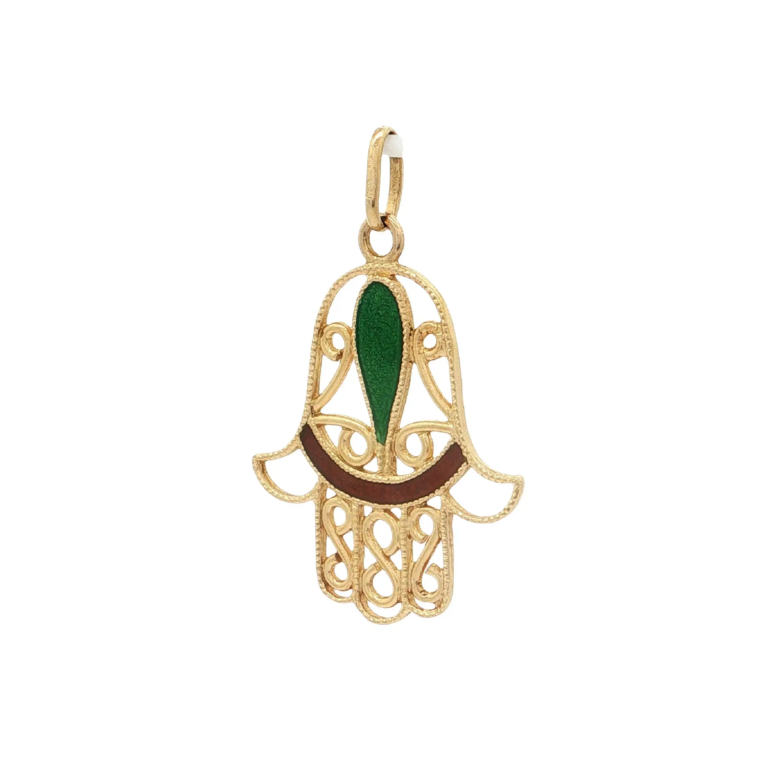 Anhänger Gelbgold "Hand der Fatima" mit Emaille Anhänger Gelbgold "Hand der Fatima" mit Emaille